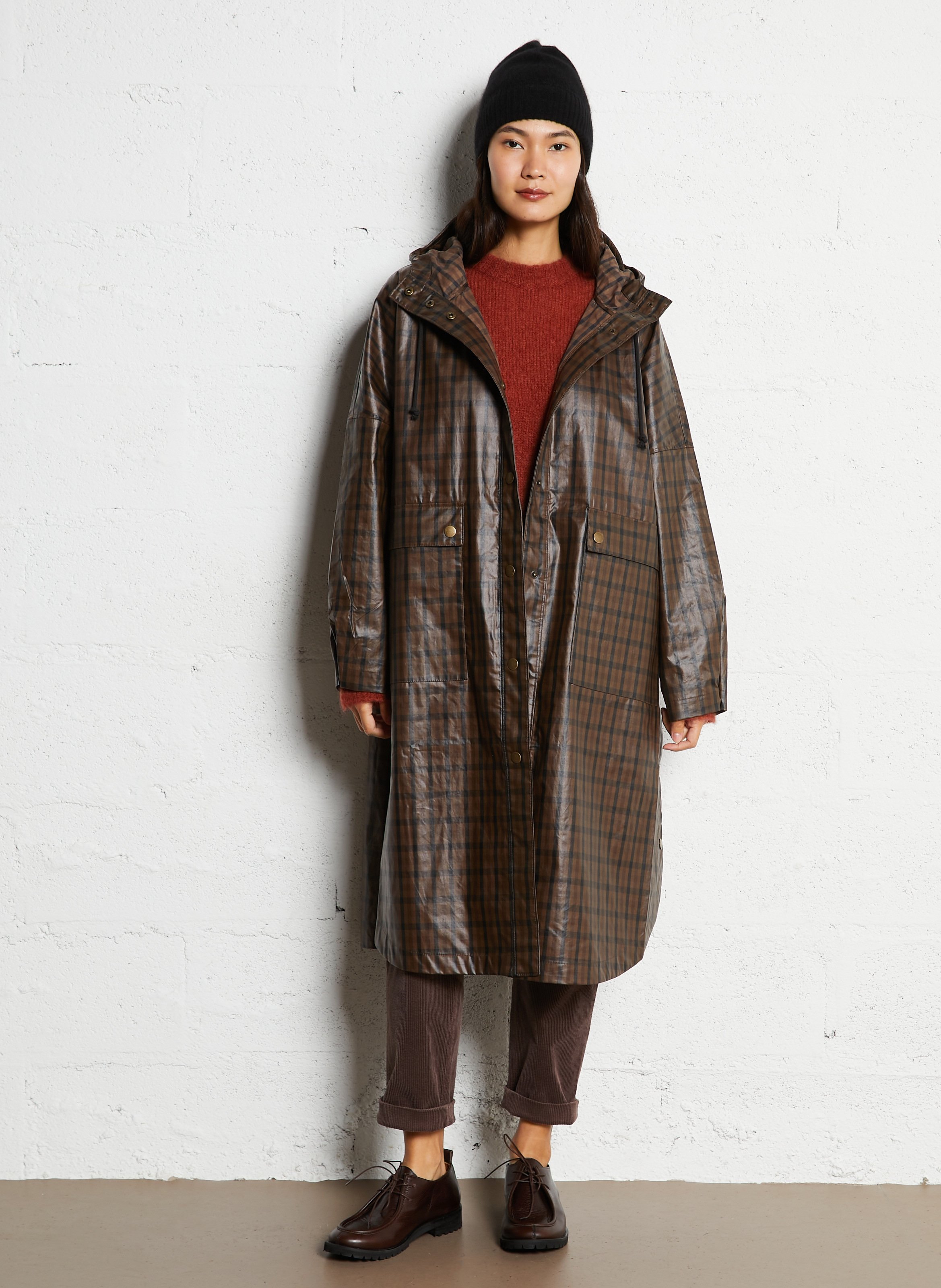 Lange wijde bedrukte jas LEON & HARPER Bruin