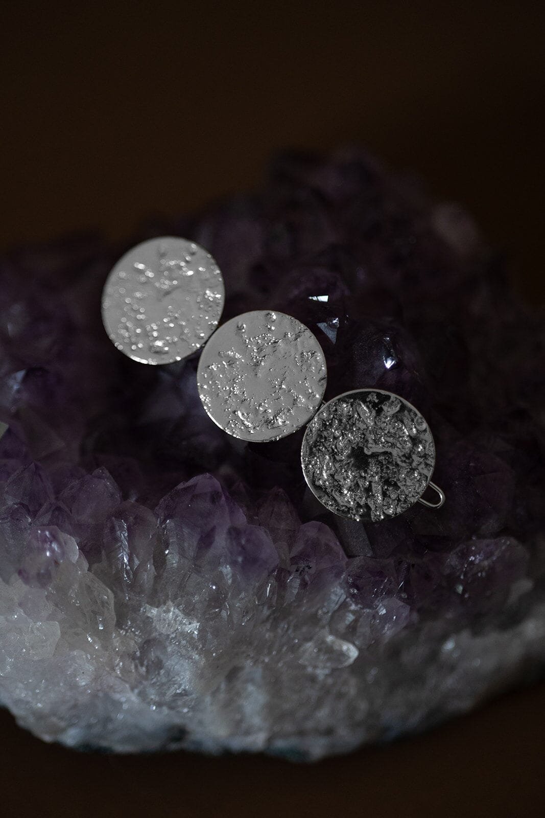 Hammered silver-plated round barrette MONSIEUR SIMONE Silver