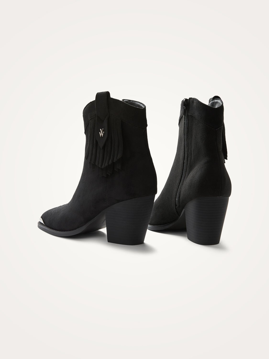 Fringed cowboy ankle boots VANESSA WU Black