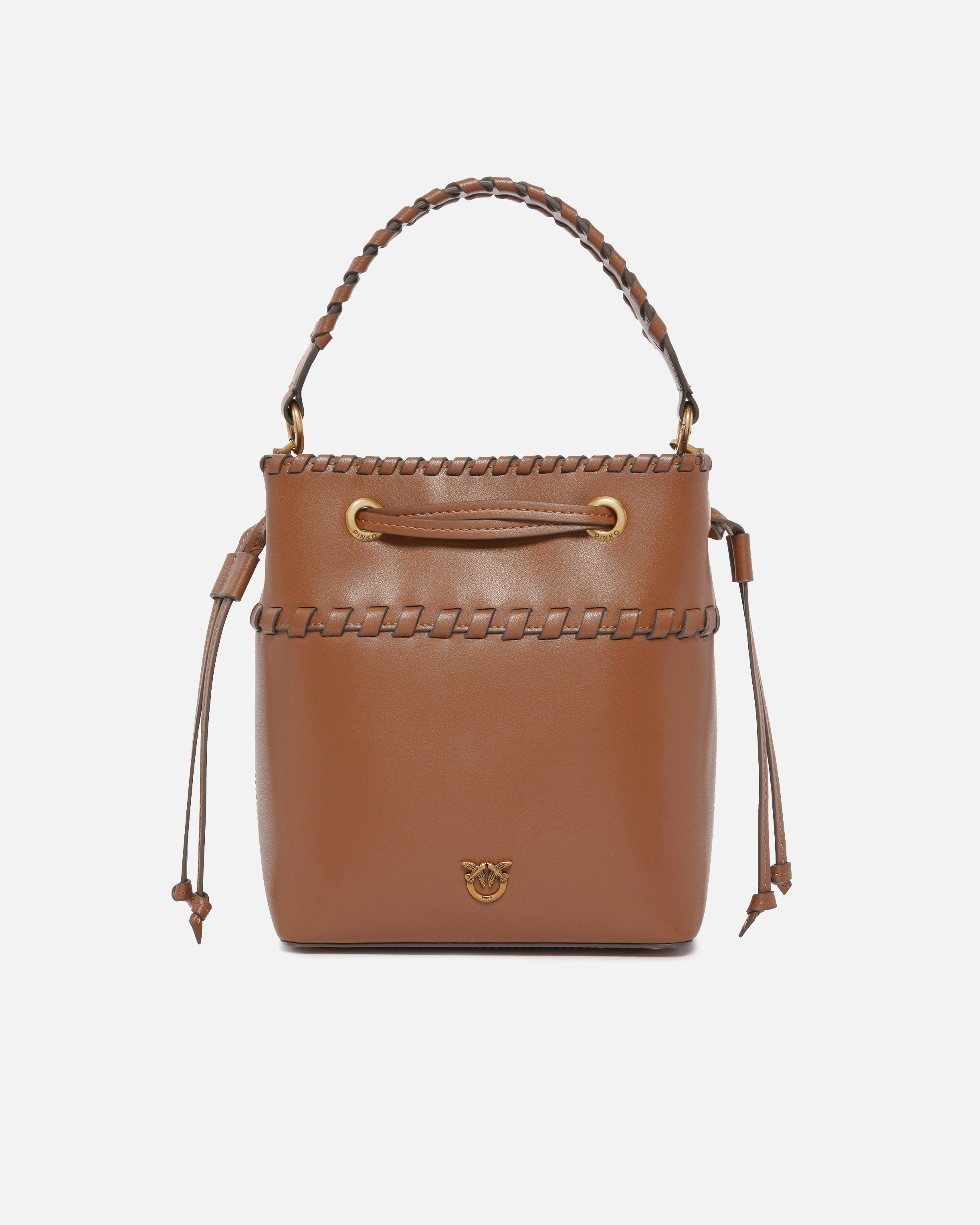 Small leather bucket bag with stitching PINKO