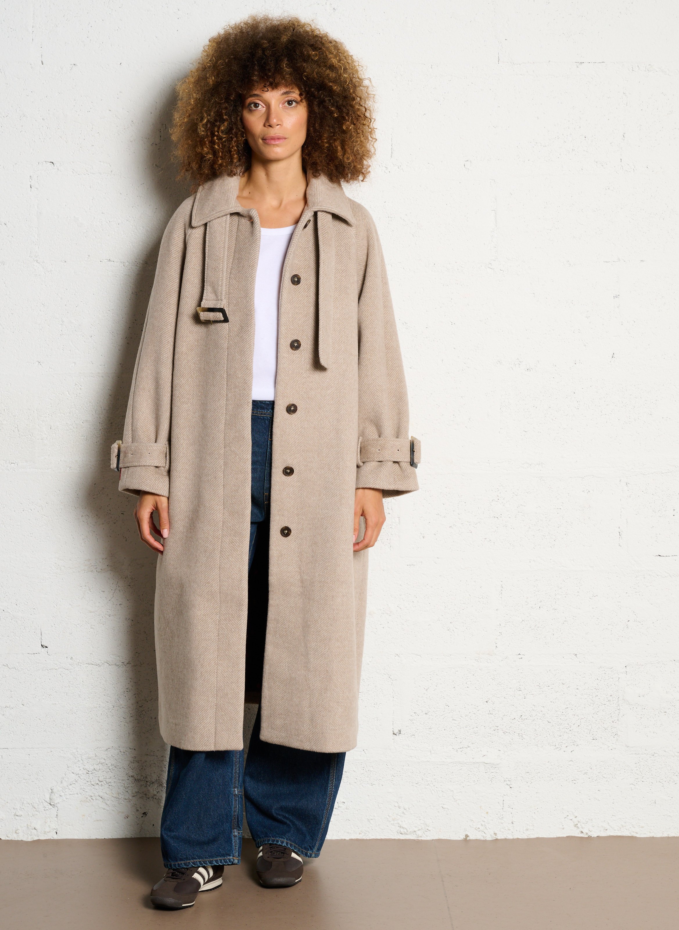 Mid-length wool-blend straight-cut coat DAMSON MADDER Grey