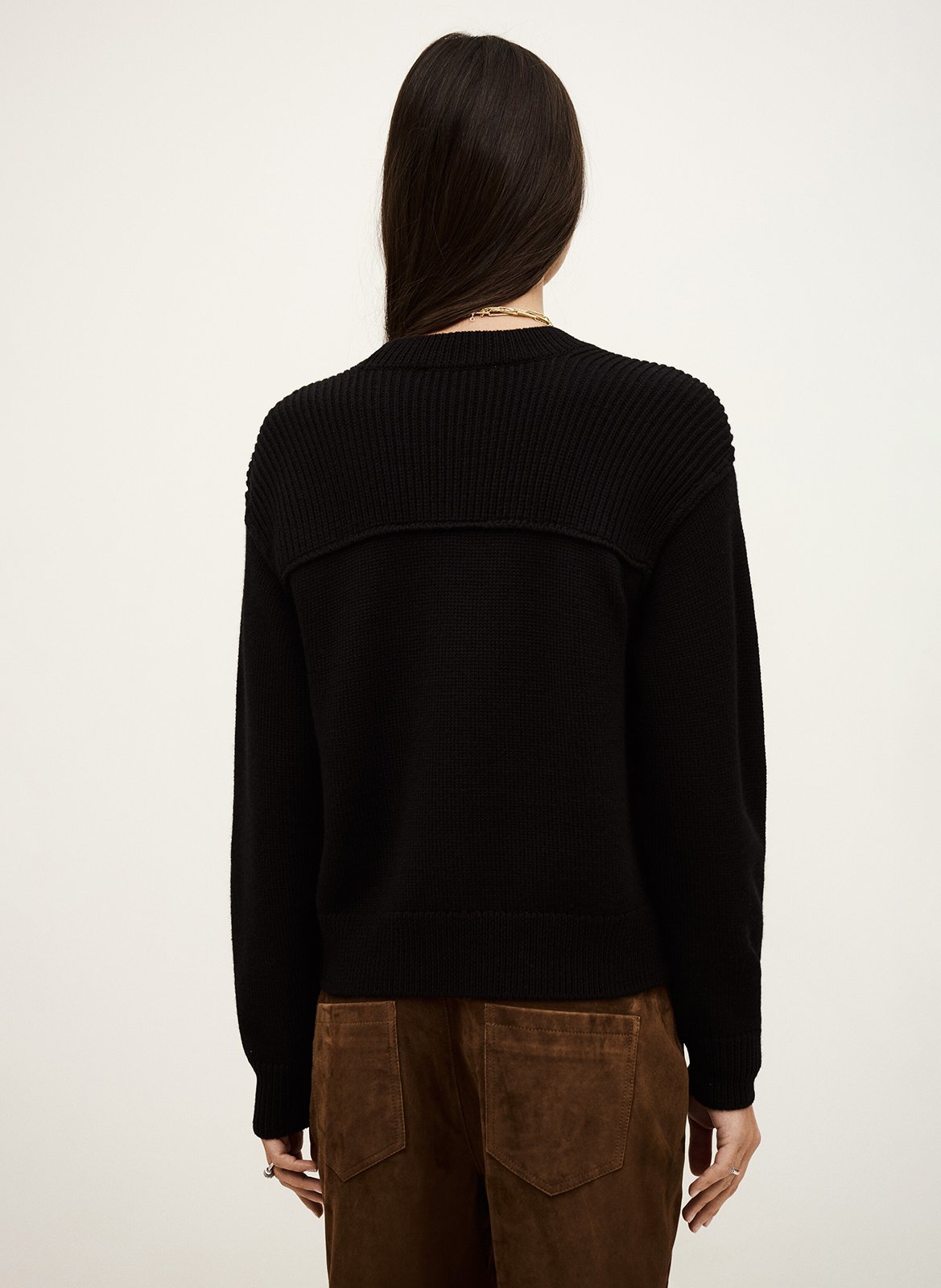 Rechte, wollen trui met ronde hals BA&SH Zwart