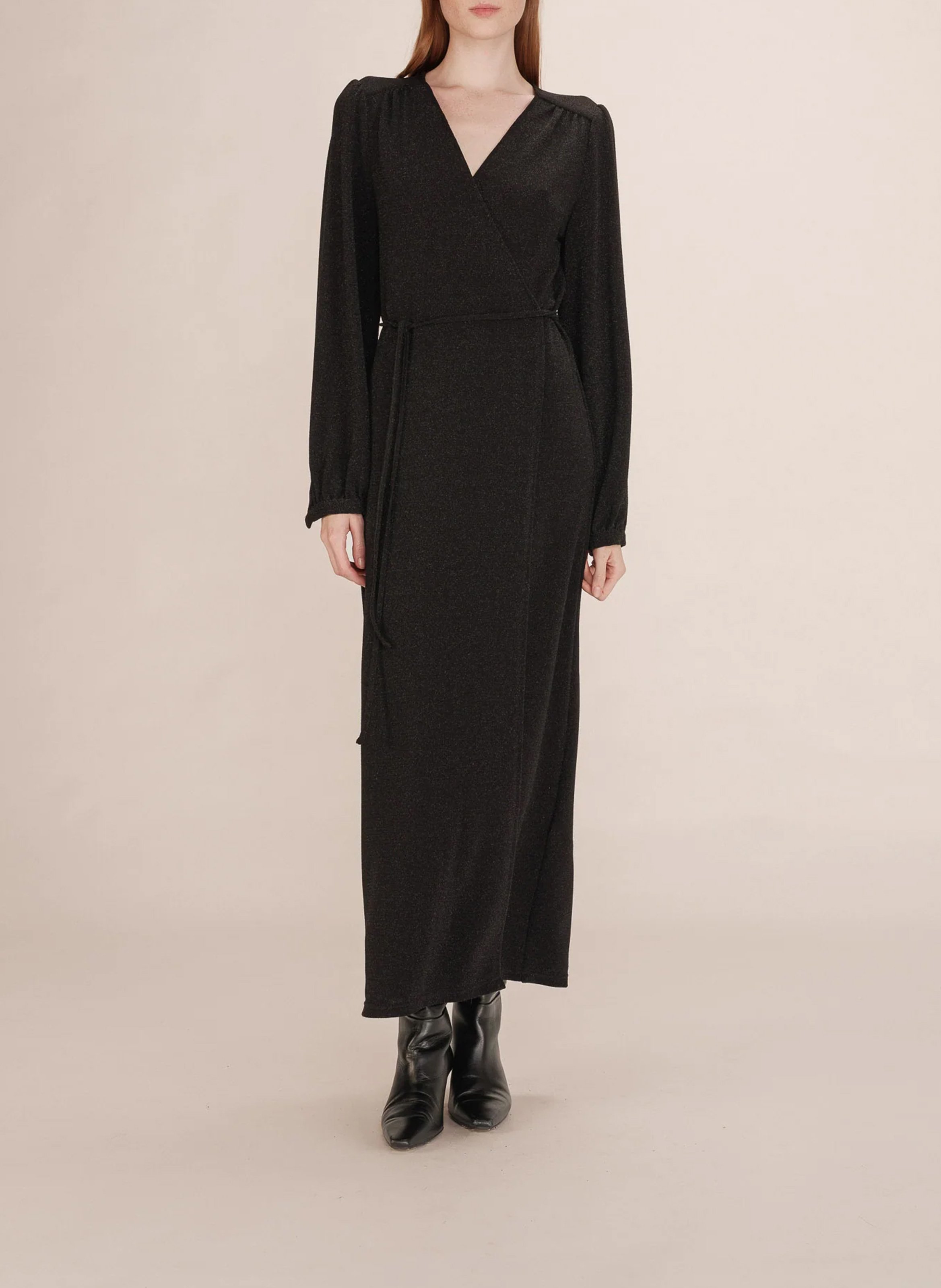 Sequined wrap long dress GRACE ET MILA Black