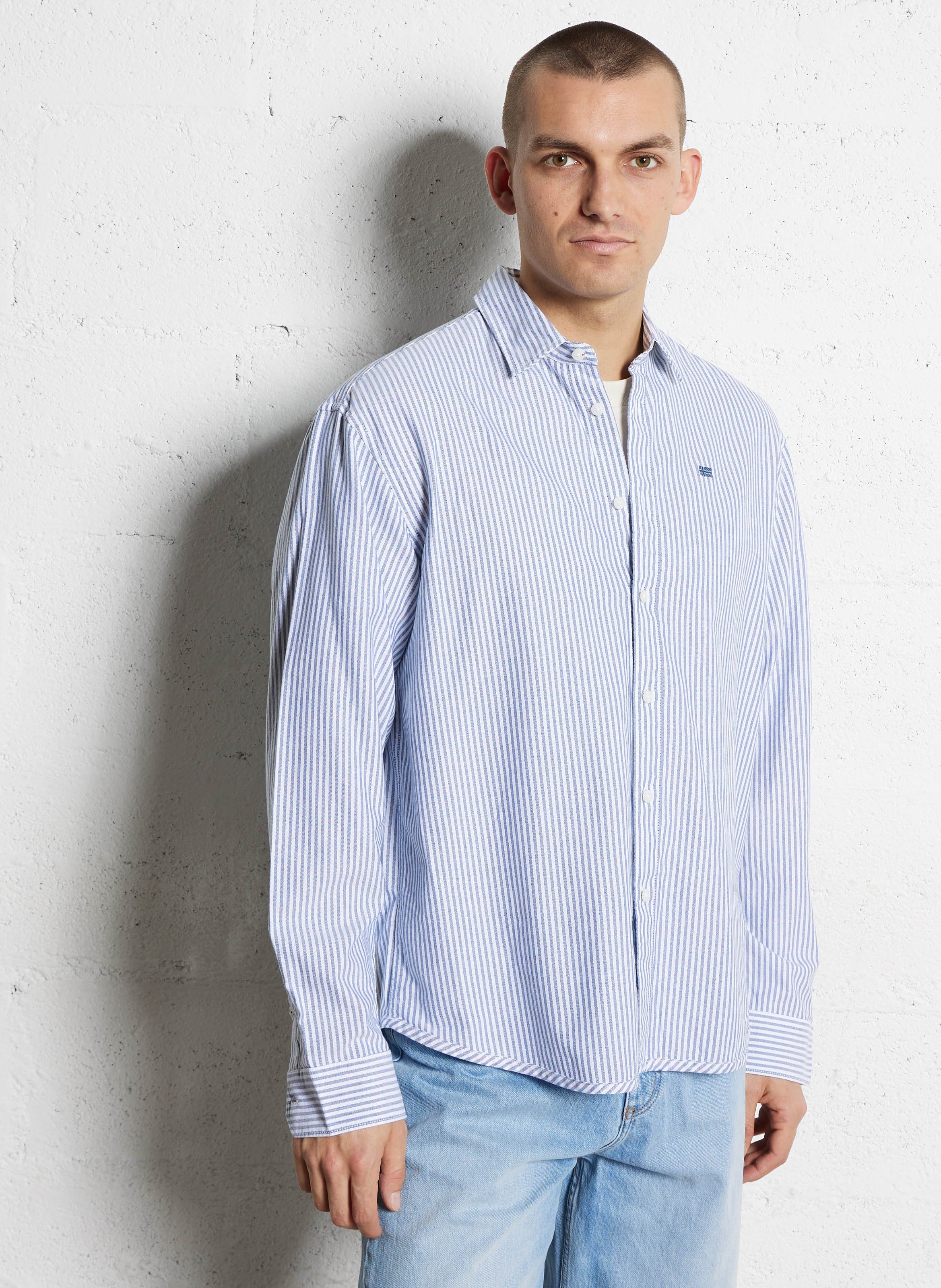 Chemise droite col classique rayée en coton NAPAPIJRI Bleu