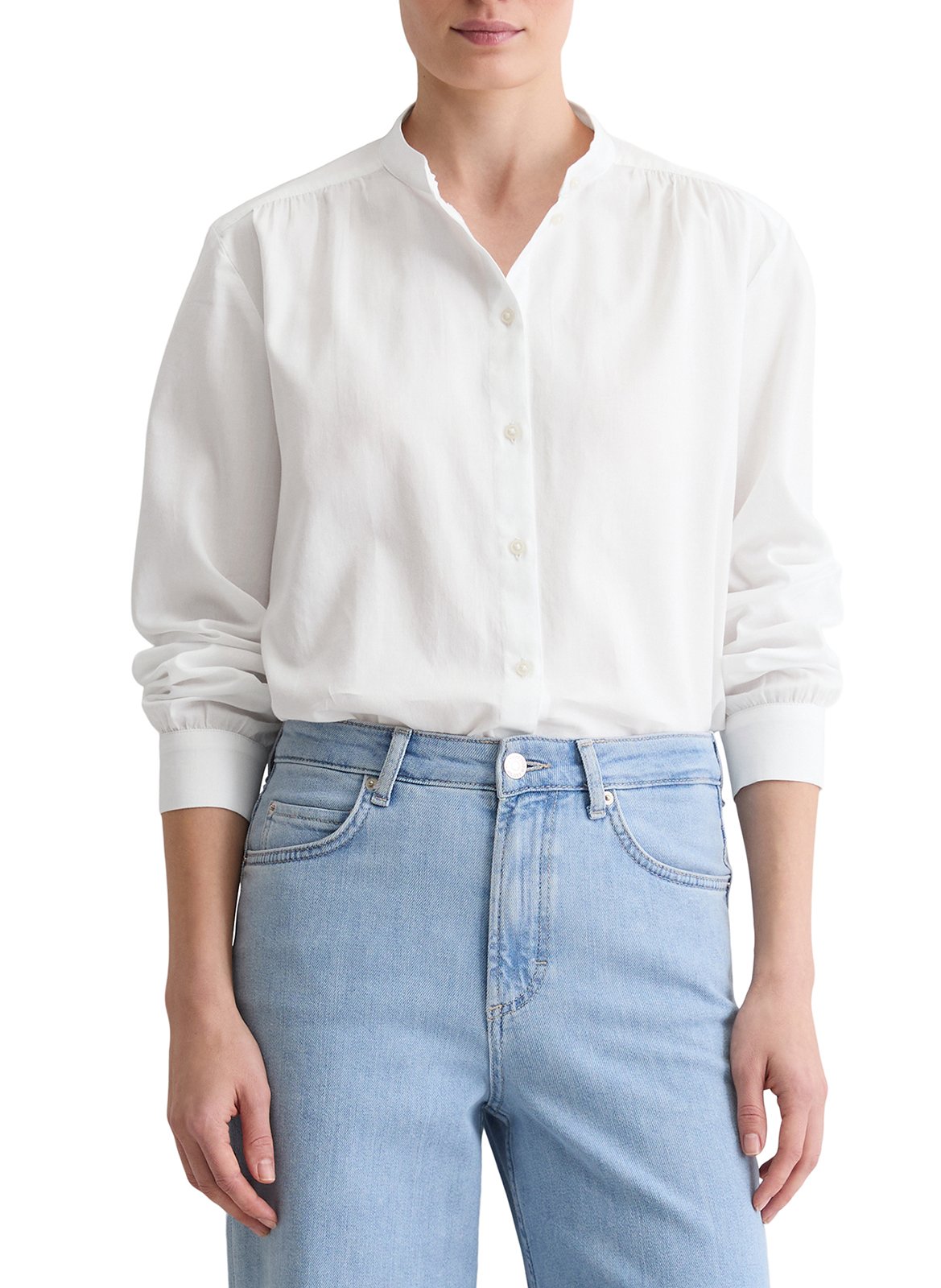 Baumwollbluse mit Rundhalsausschnitt MARC O'POLO Weiss