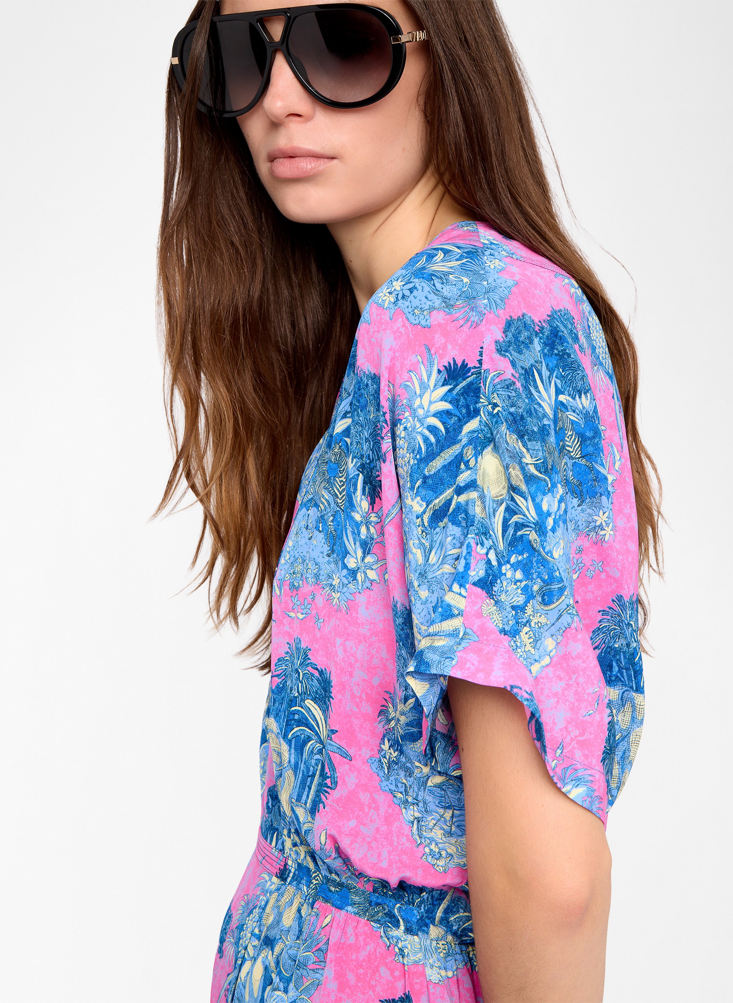 Robe midi manches courtes imprimée ZADIG&VOLTAIRE Rose