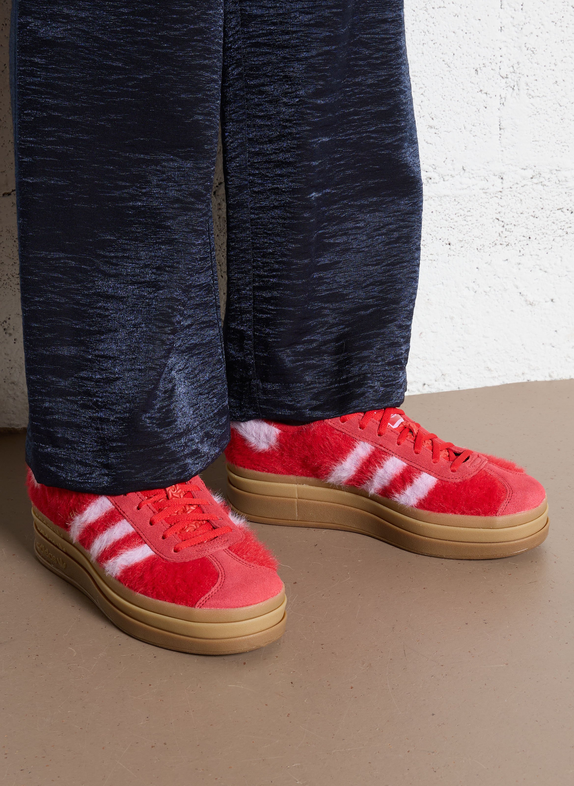 Baskets à plateformes en cuir ADIDAS Rouge