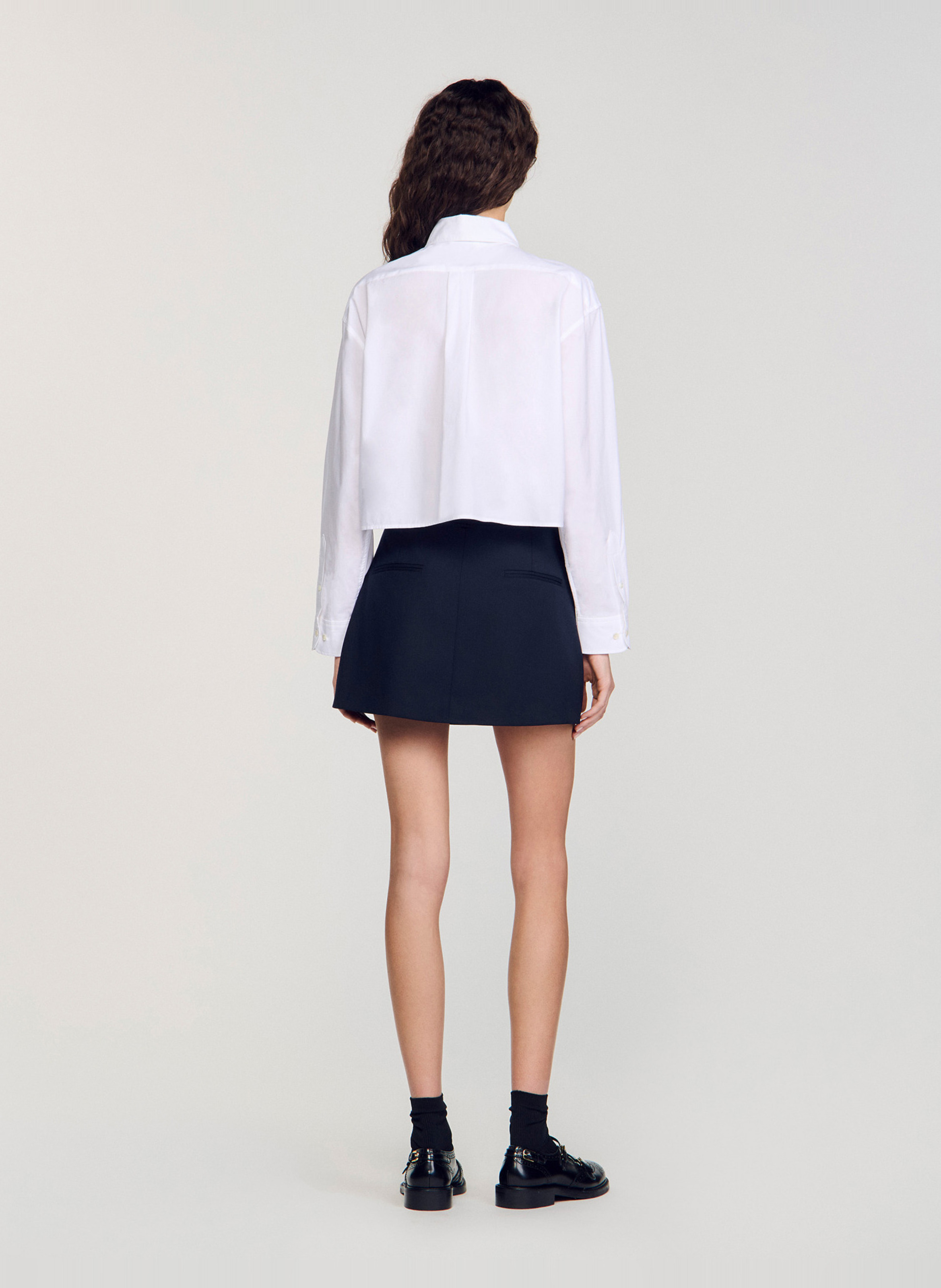 Short cotton poplin dress SANDRO White