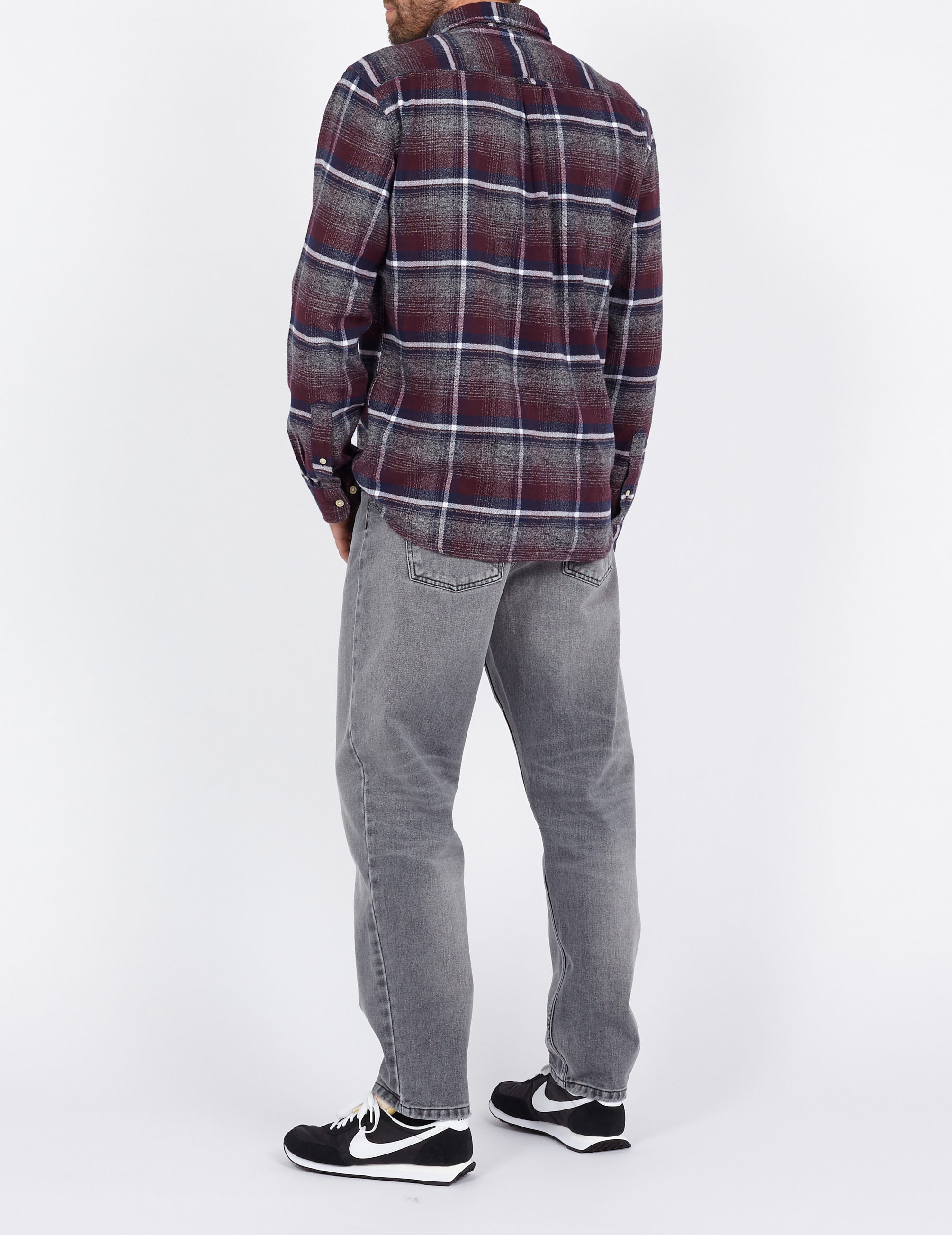 Geruit regular-fit hemd van biologisch katoen met klassieke kraag SELECTED Rood