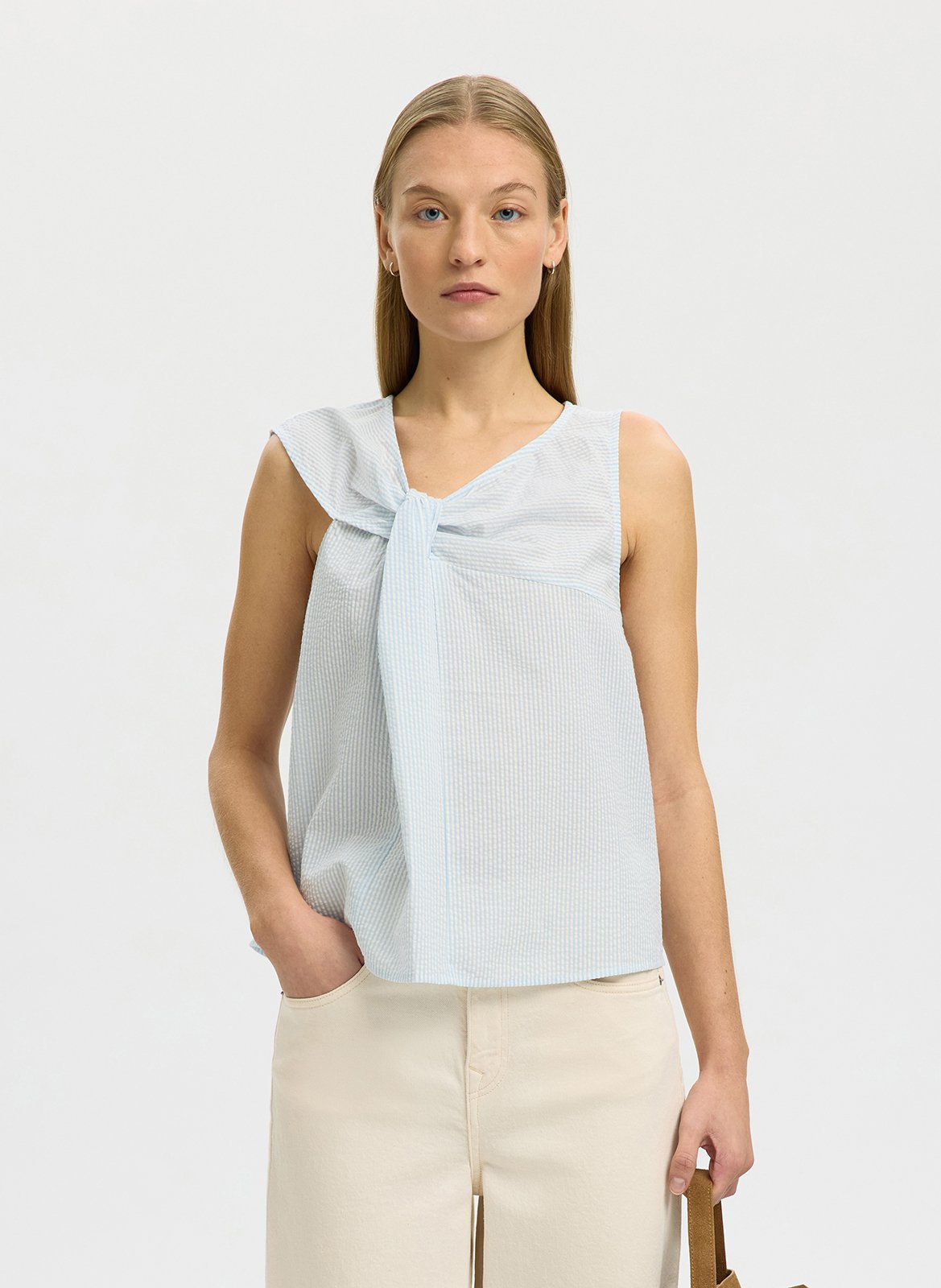 Oversized organic cotton top SELECTED Blue