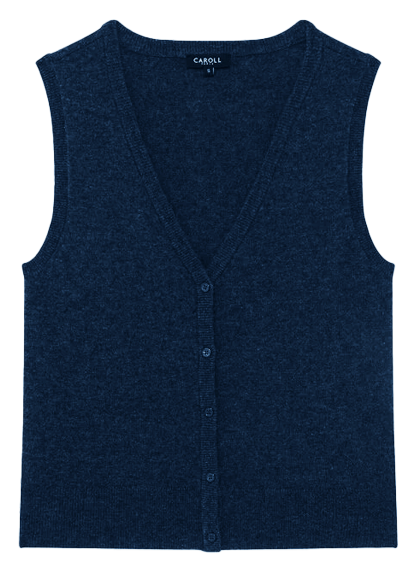Gilet col v en laine mélangée  CAROLL Bleu
