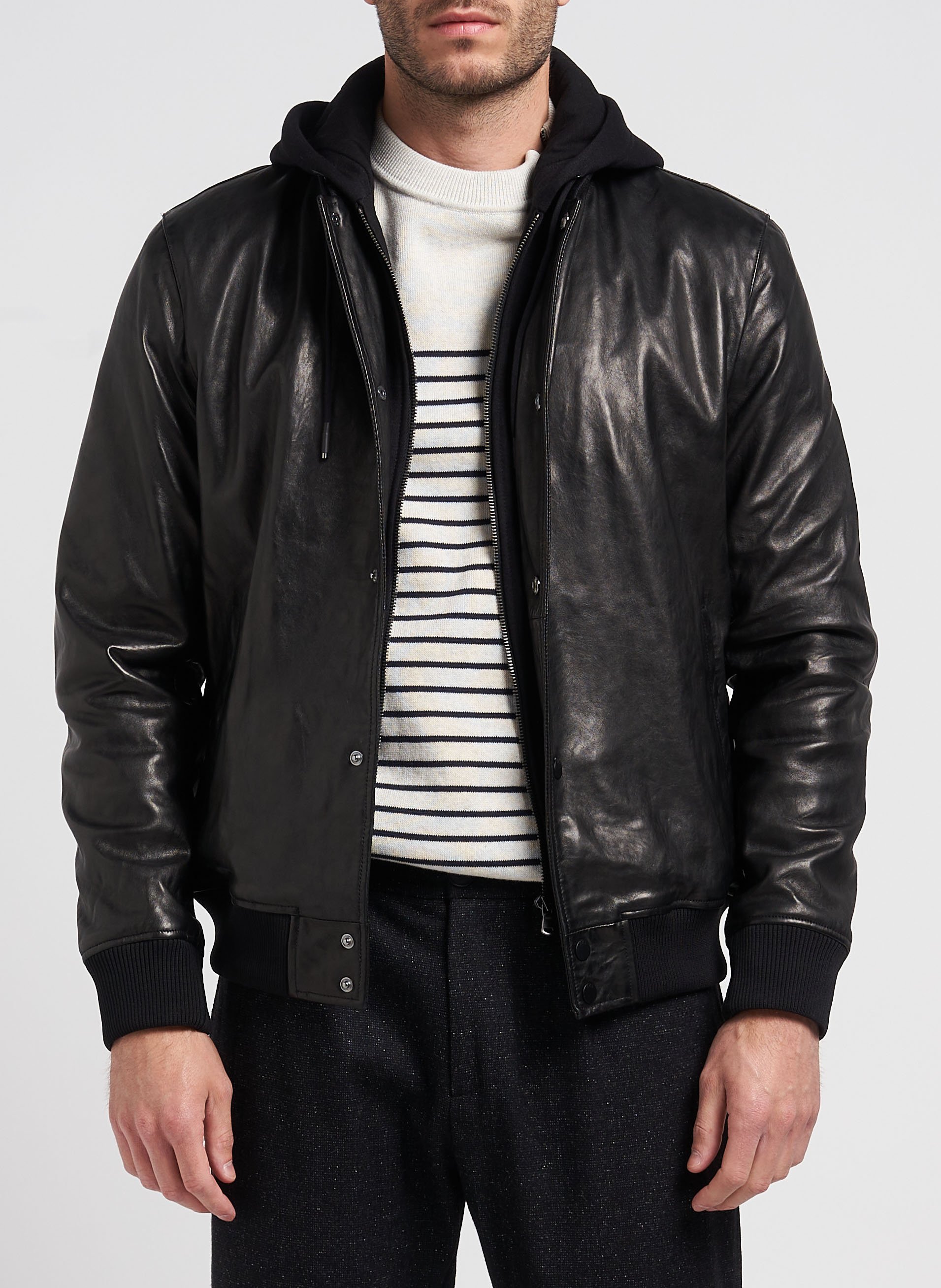 Lederjacke mit Kapuze IKKS Schwarz