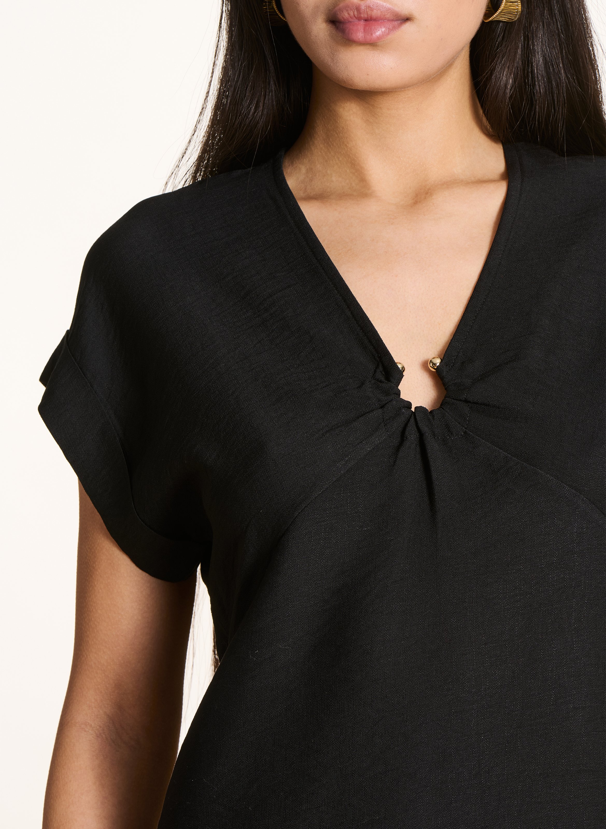 Robe courte col V LA FEE MARABOUTEE Noir