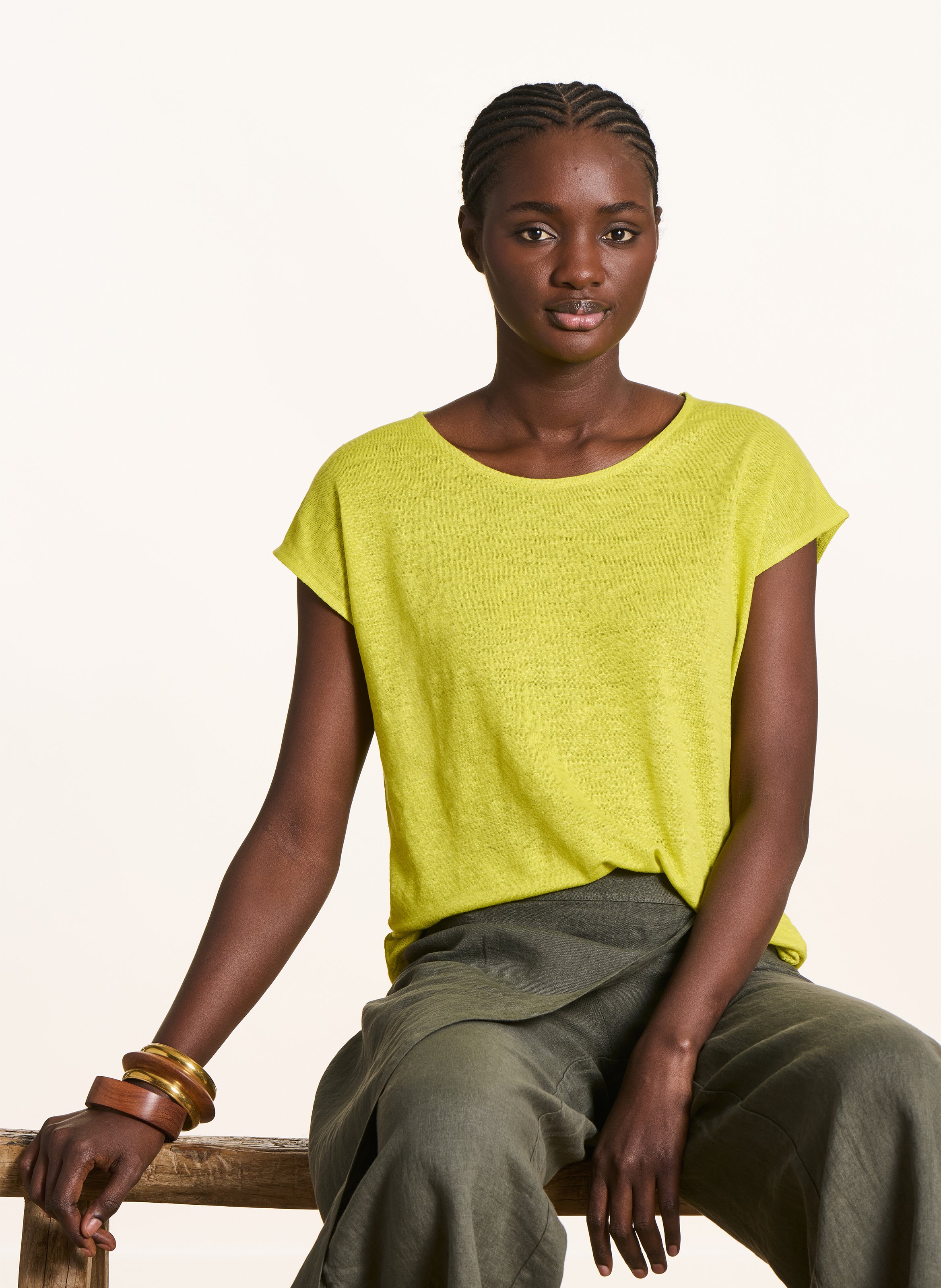 Tee-shirt droit chiné en lin LA FEE MARABOUTEE