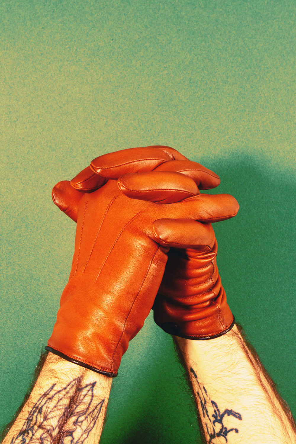 Rick leather gloves lined with cashmere AGNELLE Orange