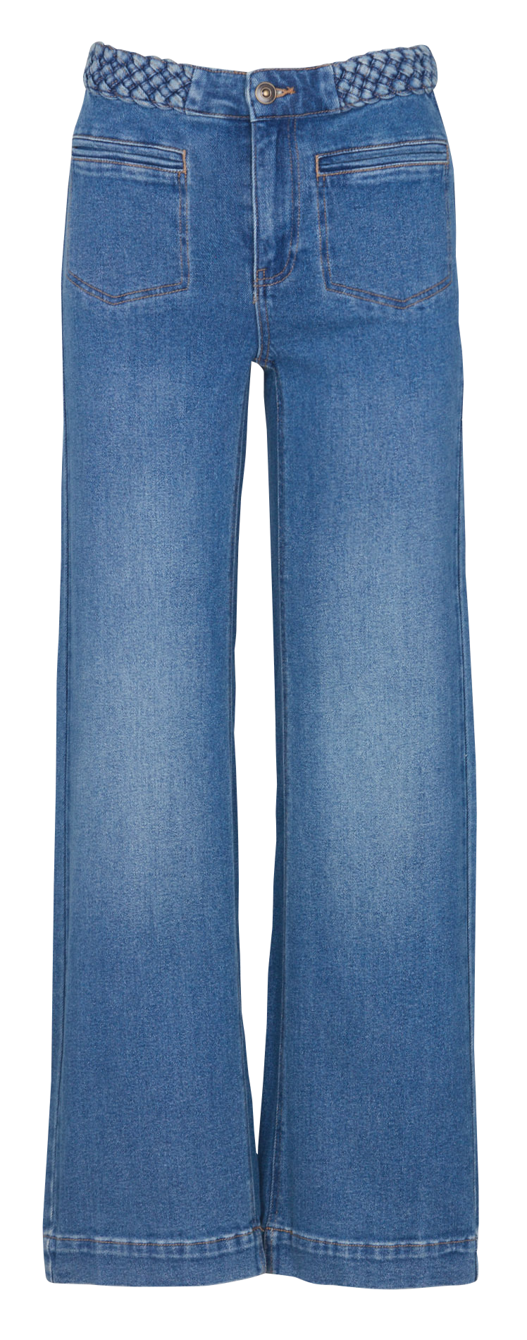 Wide high-waisted jeans with braided belt MAISON 123 Blue