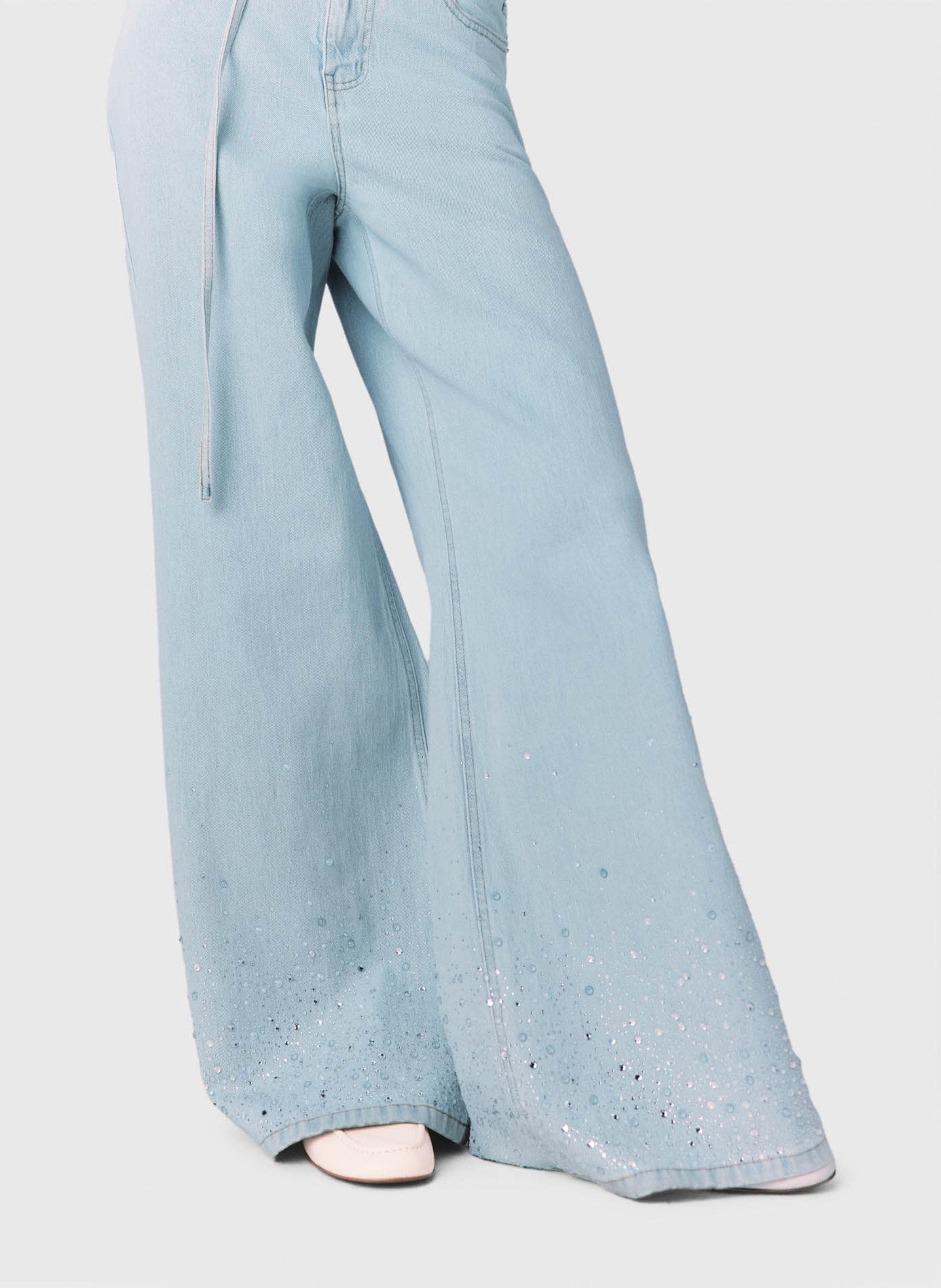 Wijde jeans - katoenblend MAJE Blauw