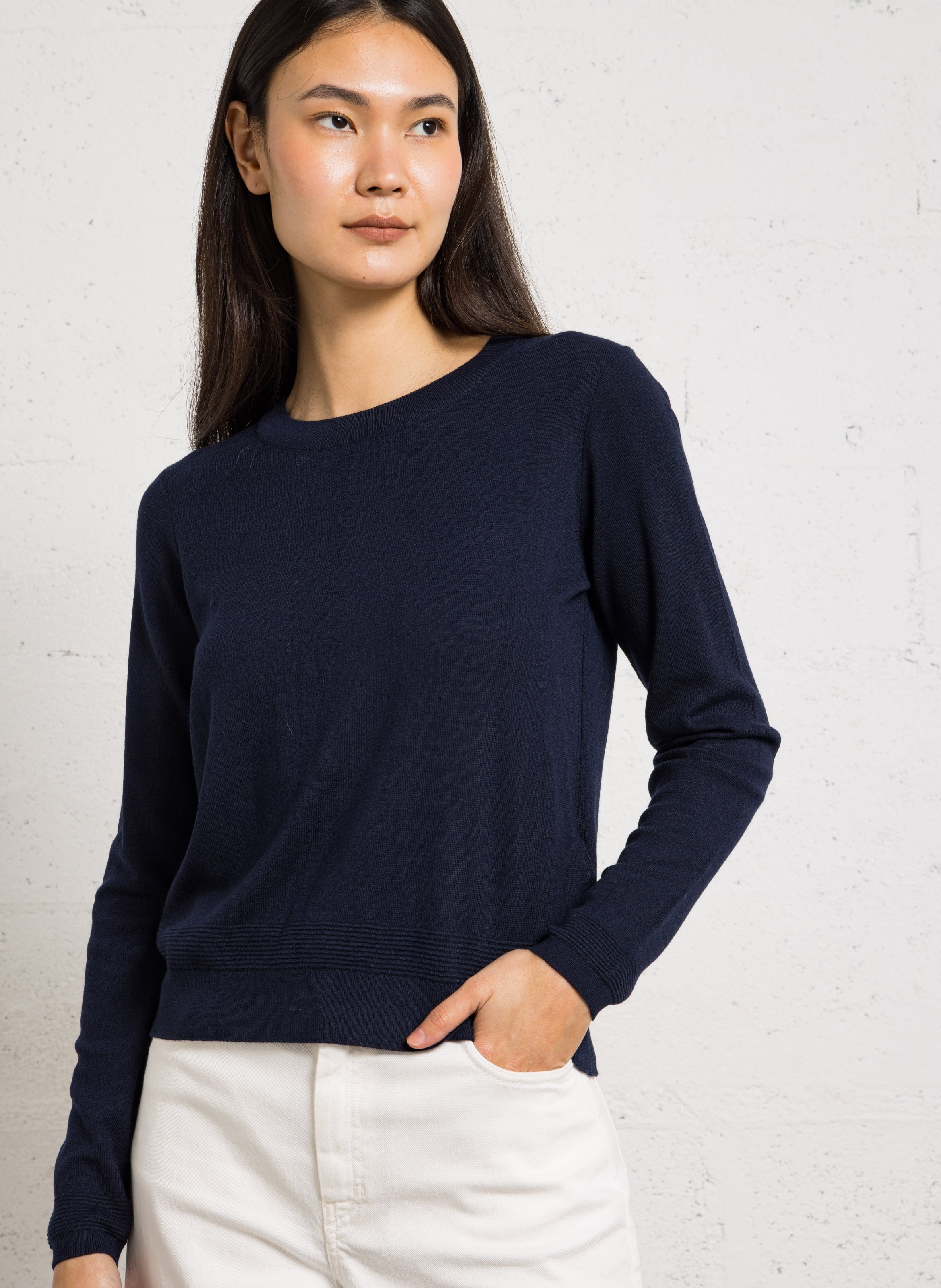 Straight fit long-sleeve solid color sweater MAISON 123 Blue