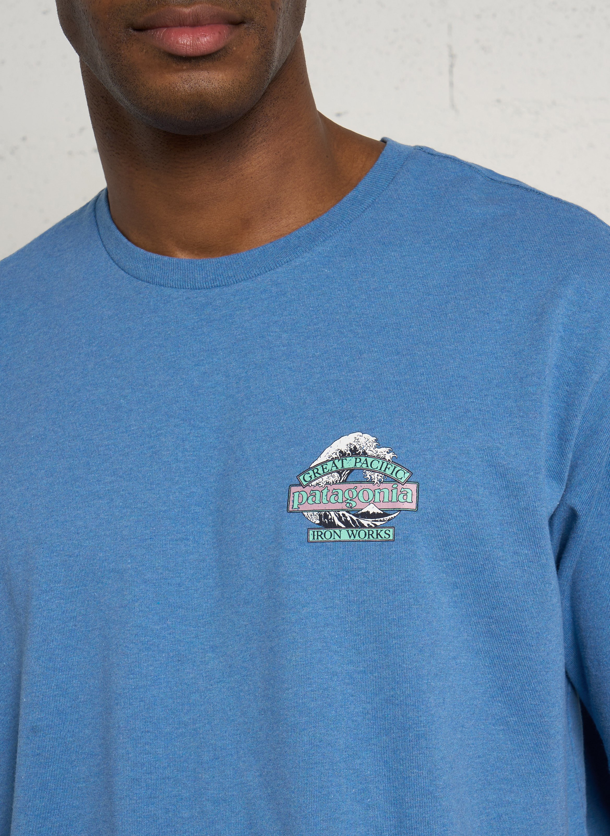 Gerade geschnittenes Rundhals-T-Shirt aus recyceltem Baumwoll-Mix PATAGONIA Blau