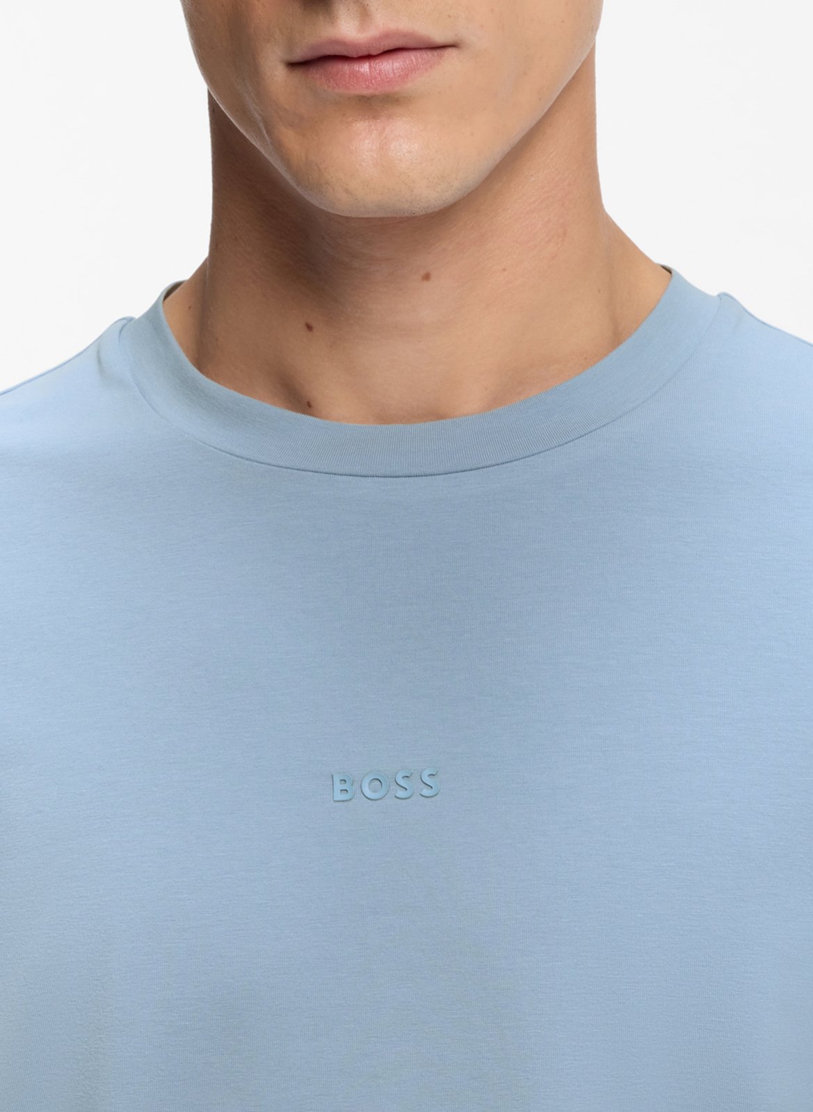 Tee-shirt col rond en coton mélangé  BOSS Bleu
