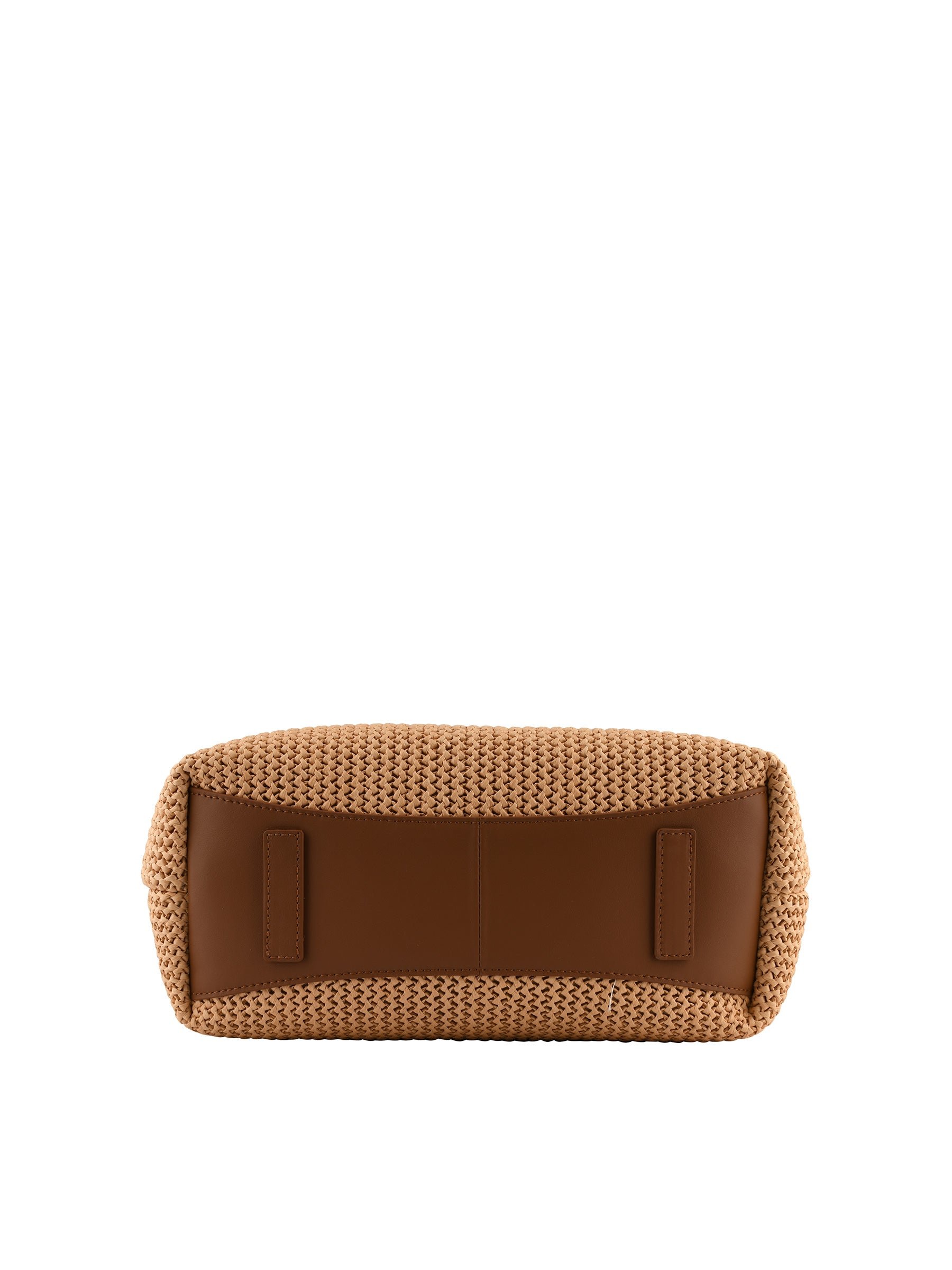 Straw shoulder bag trimmed with leather POURCHET Golden