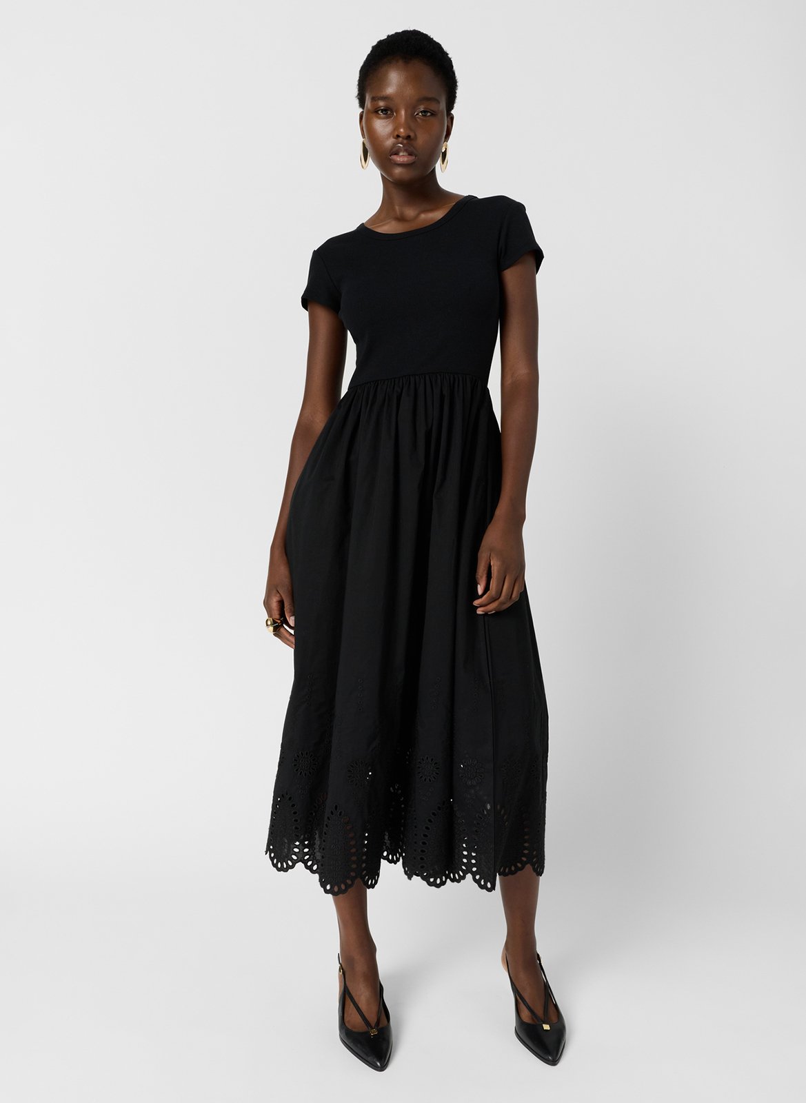 Robe midi bi matière à broderie  GERARD DAREL Noir
