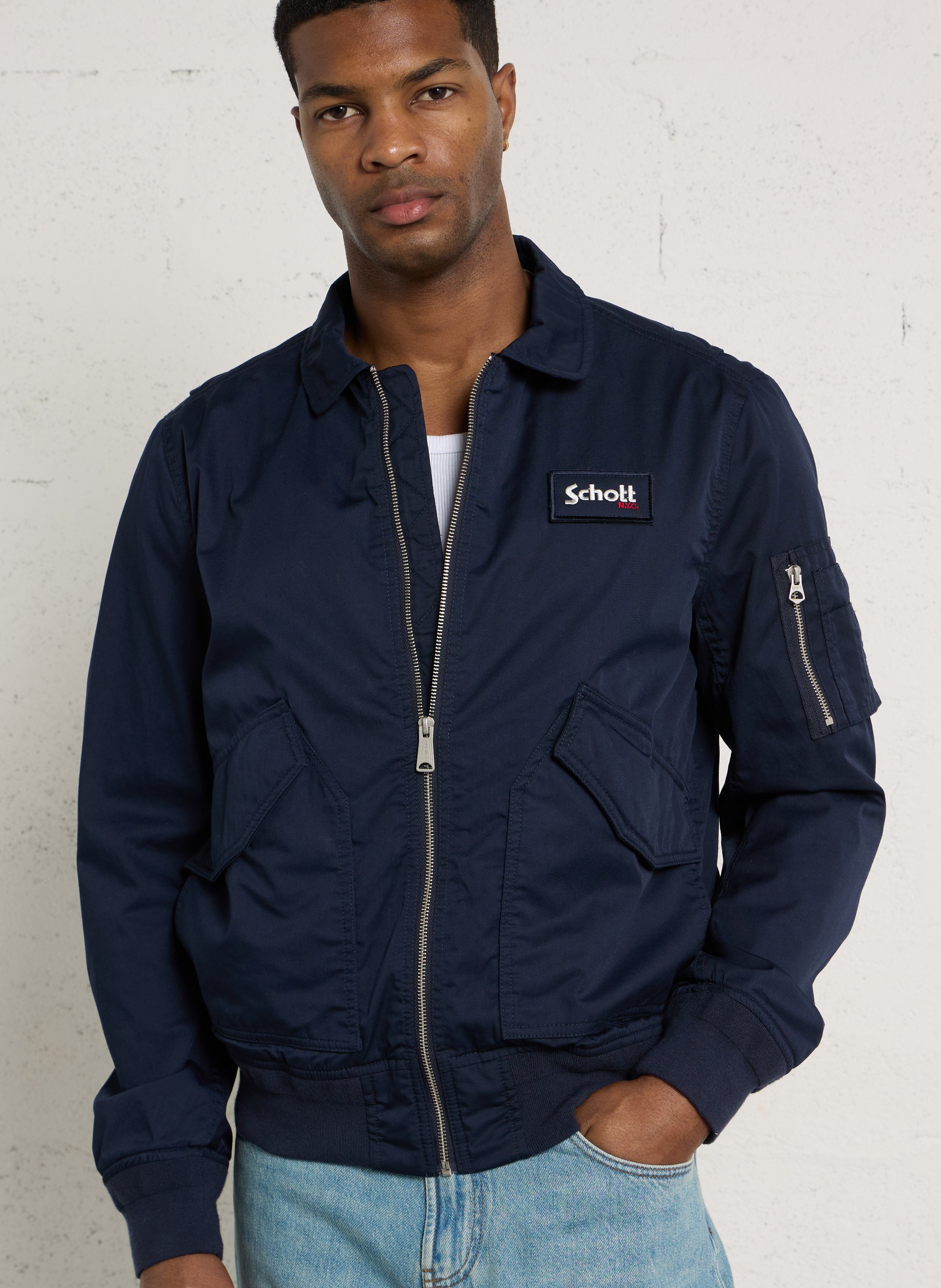 Oversize Jacke mit klassischem Kragen SCHOTT Blau