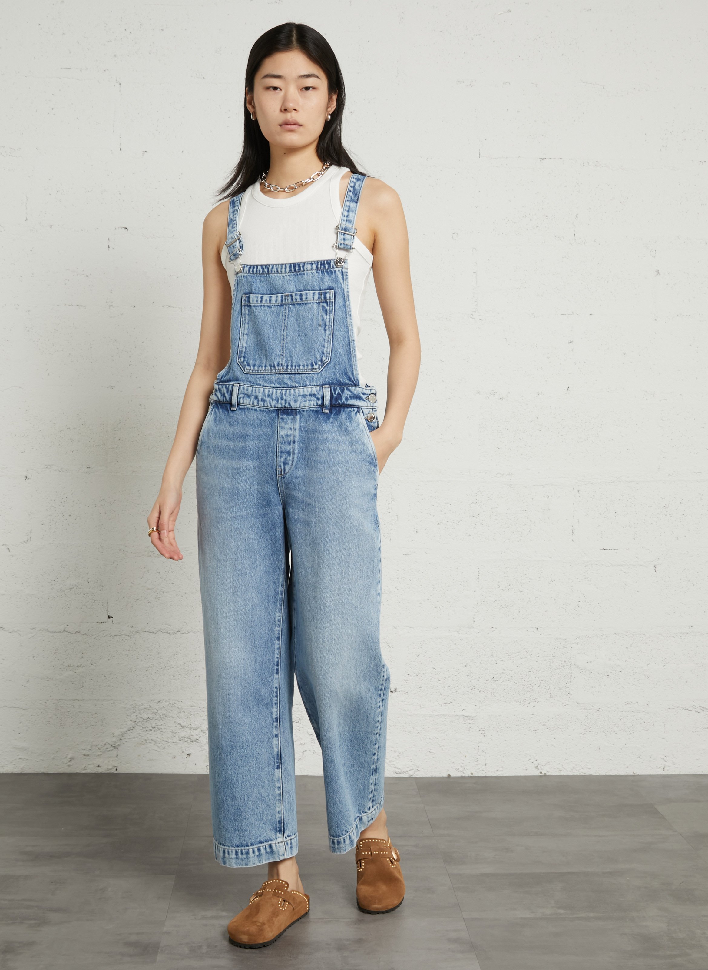 Salopette en denim de coton mélangé MAISON 123 Bleu