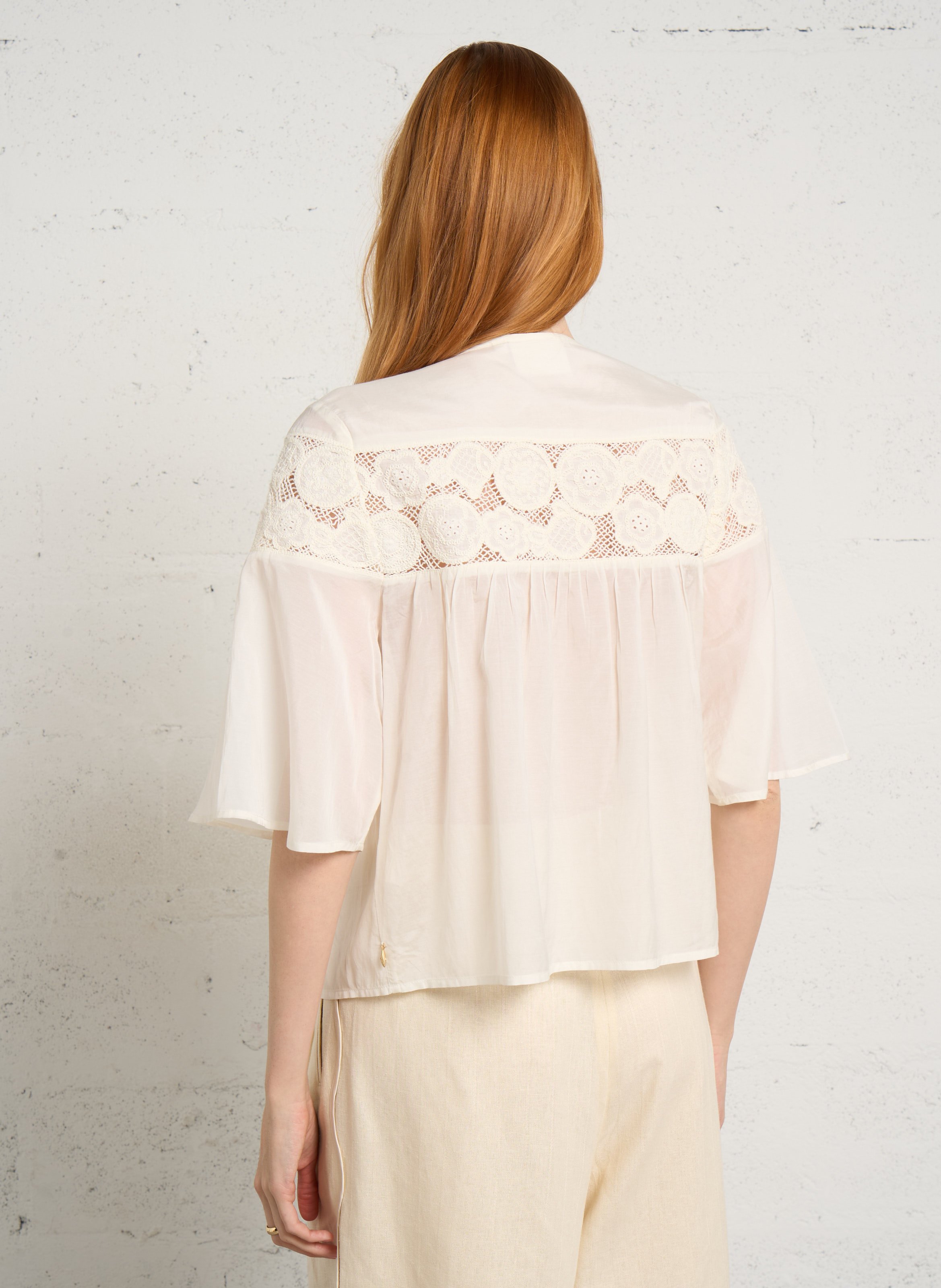 Ruimvallende blouse met ronde hals FABIENNE CHAPOT Wit