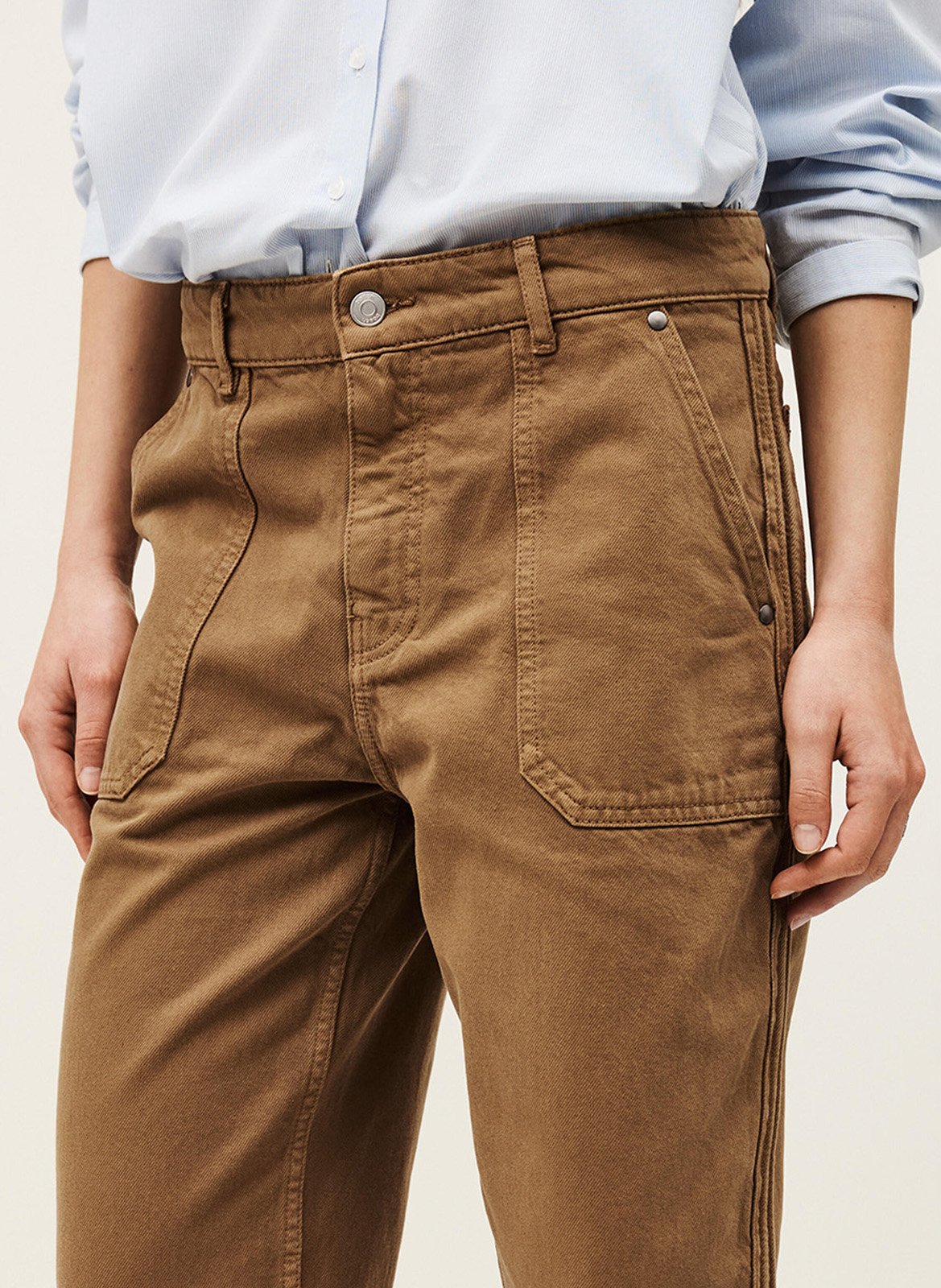 Pantalon droit en coton mélangé BA&SH Marron