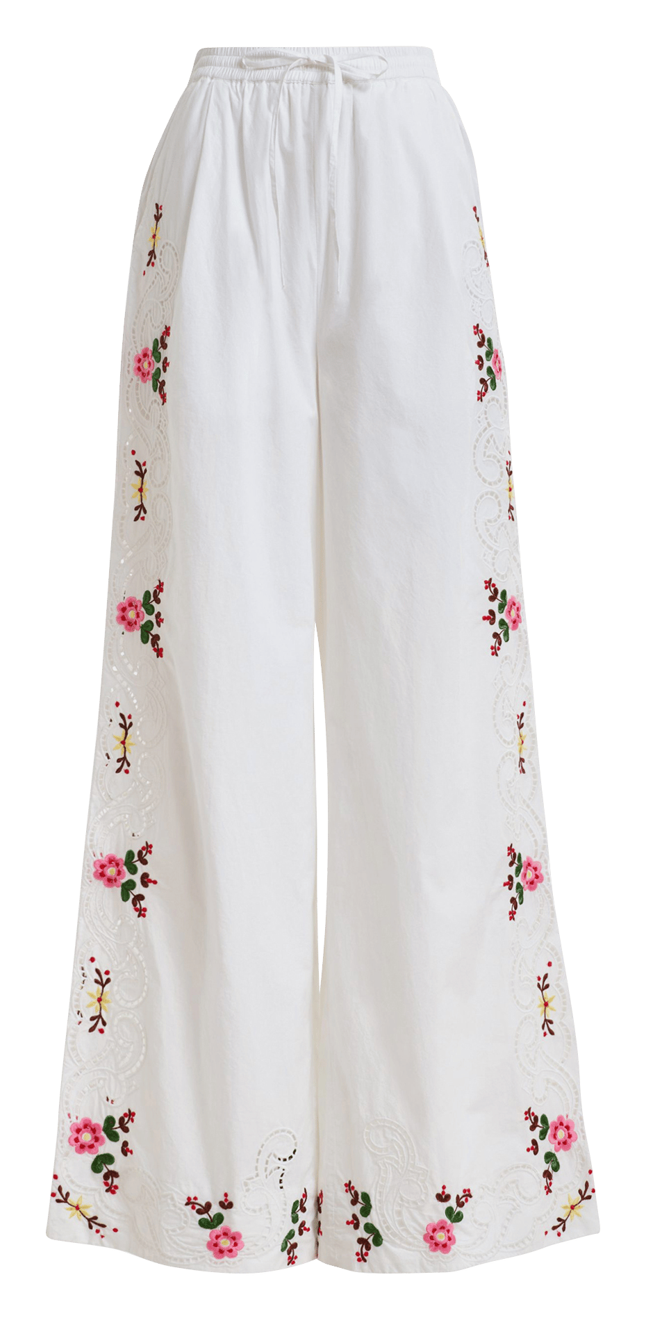 Hoch geschnittene weite bestickte Hose ESSENTIEL ANTWERP Weiss