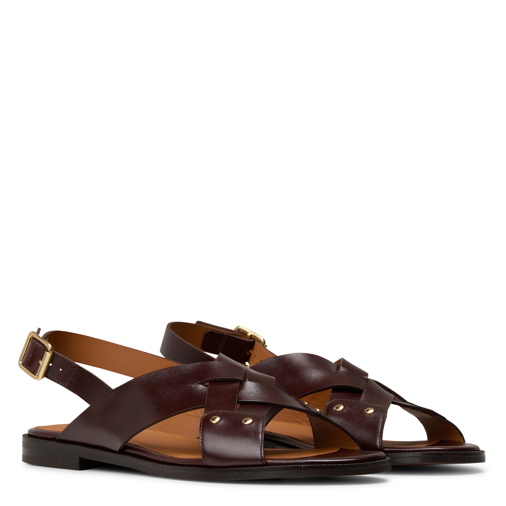 Sandales plates en cuir  RIVECOUR Marron