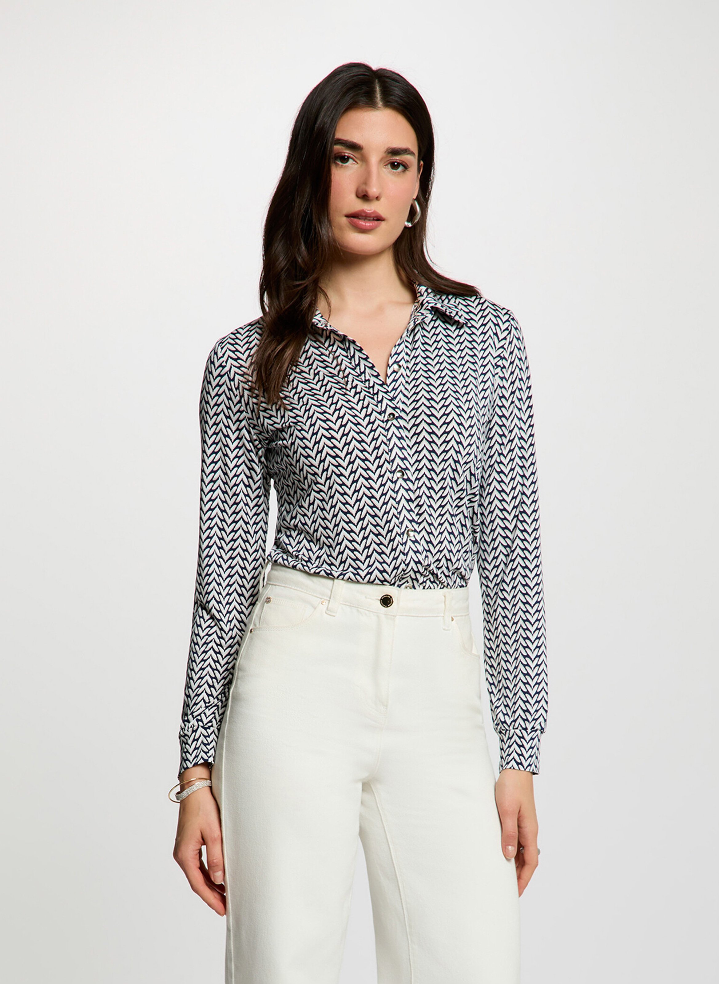 Straight-fit blouse met klassieke kraag en print MORGAN Veelkleurig