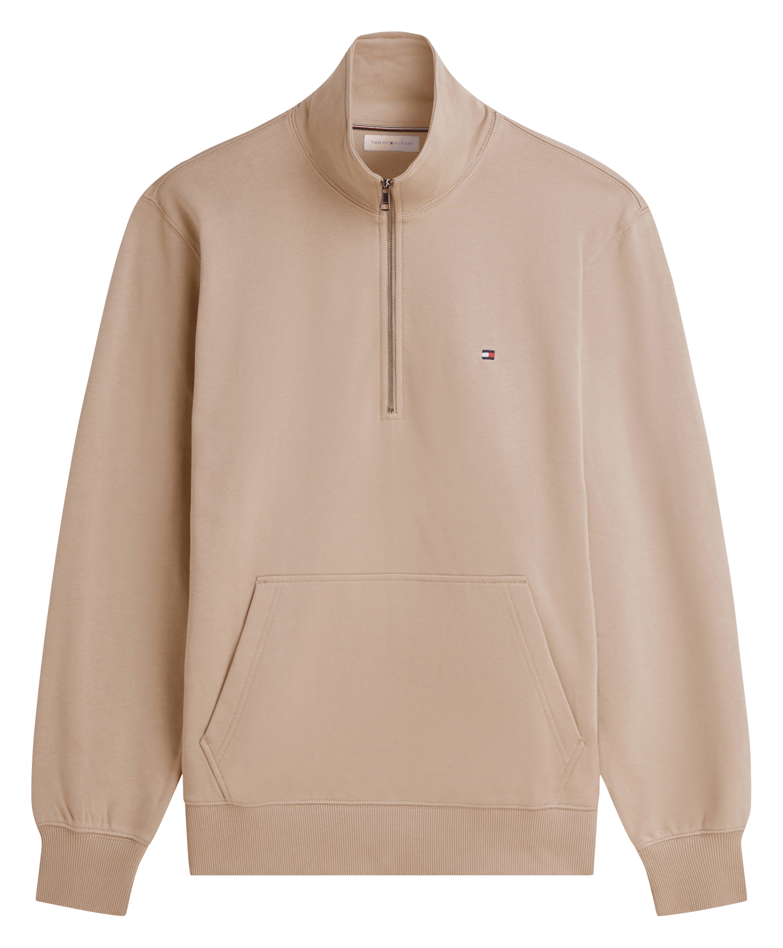 Rechte, katoenen trui met opstaande kraag TOMMY HILFIGER Beige