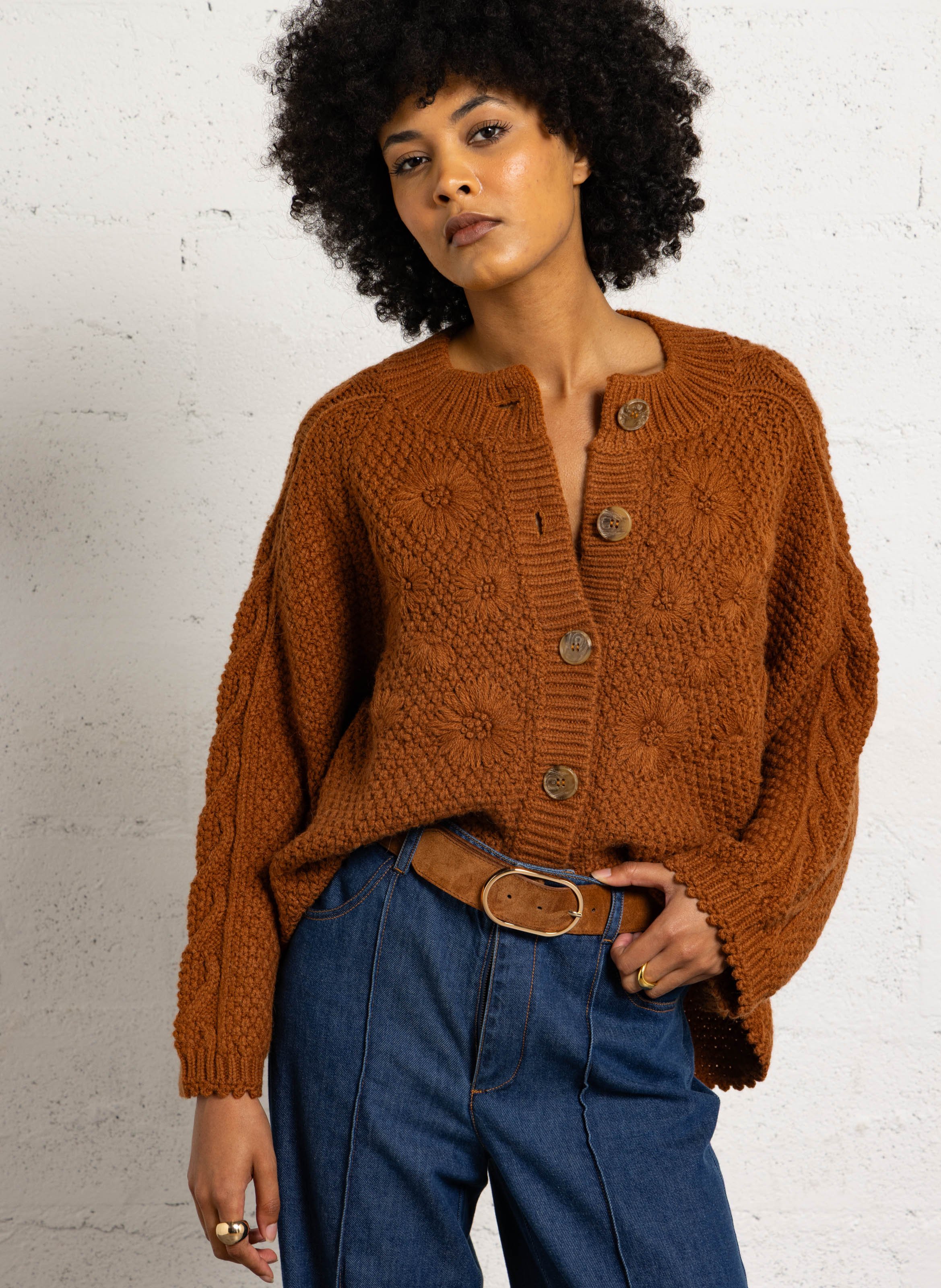 Round-neck cardigan LOUISE MISHA Brown