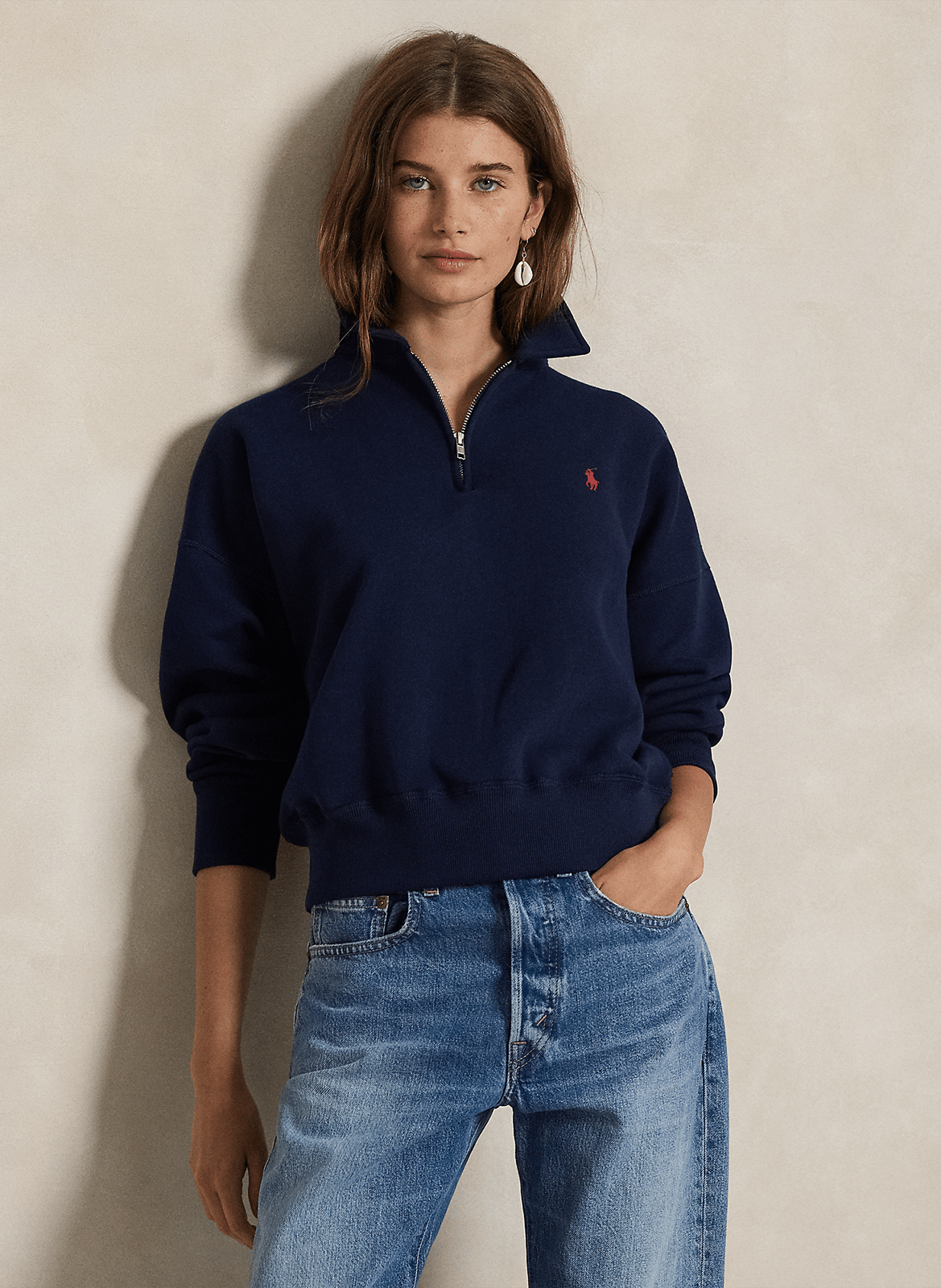 Oversize-Sweatshirt mit Stehkragen aus Baumwollmischung POLO RALPH LAUREN Blau