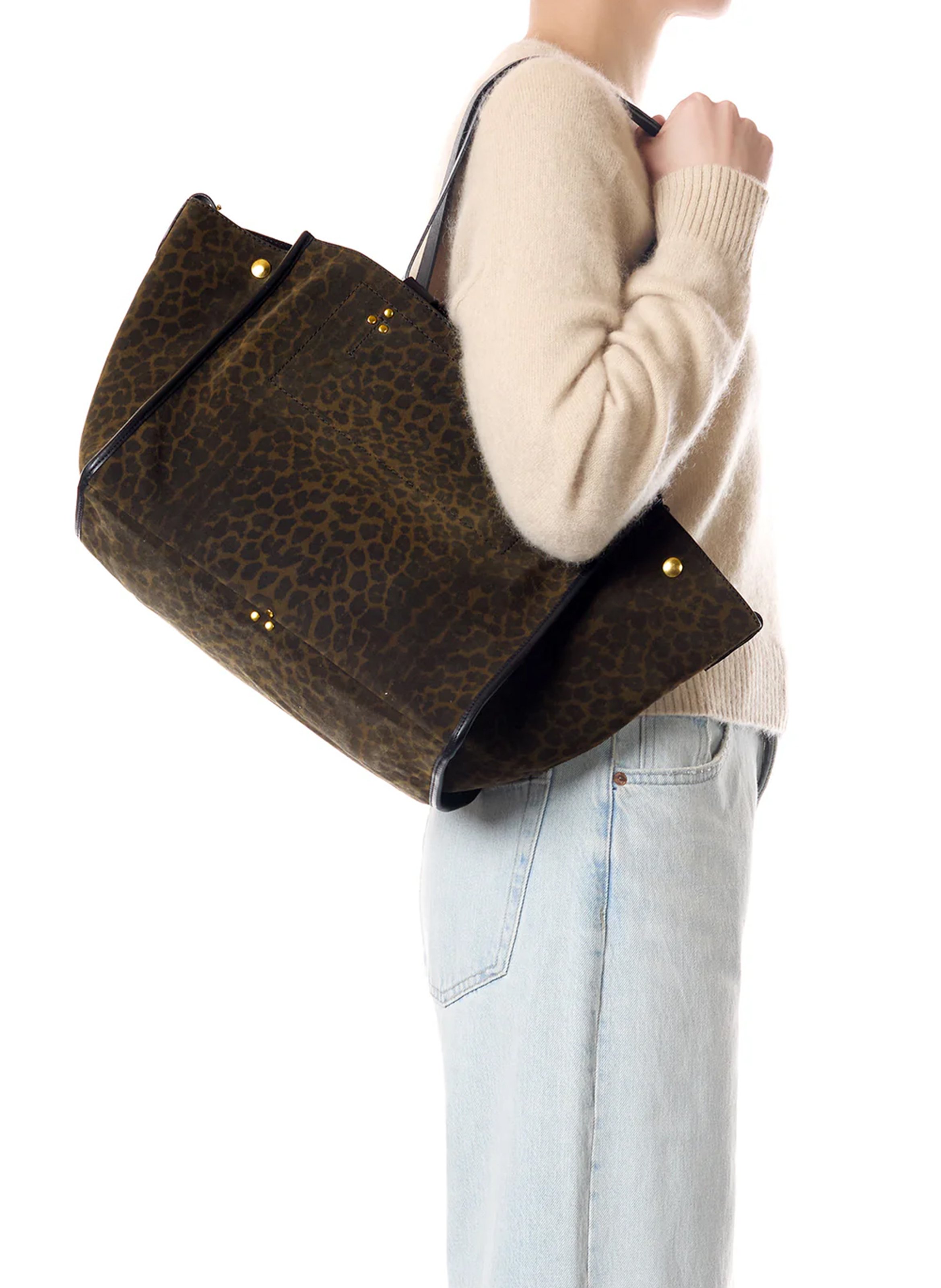 Leather tote bag | Khaki JEROME DREYFUSS Women