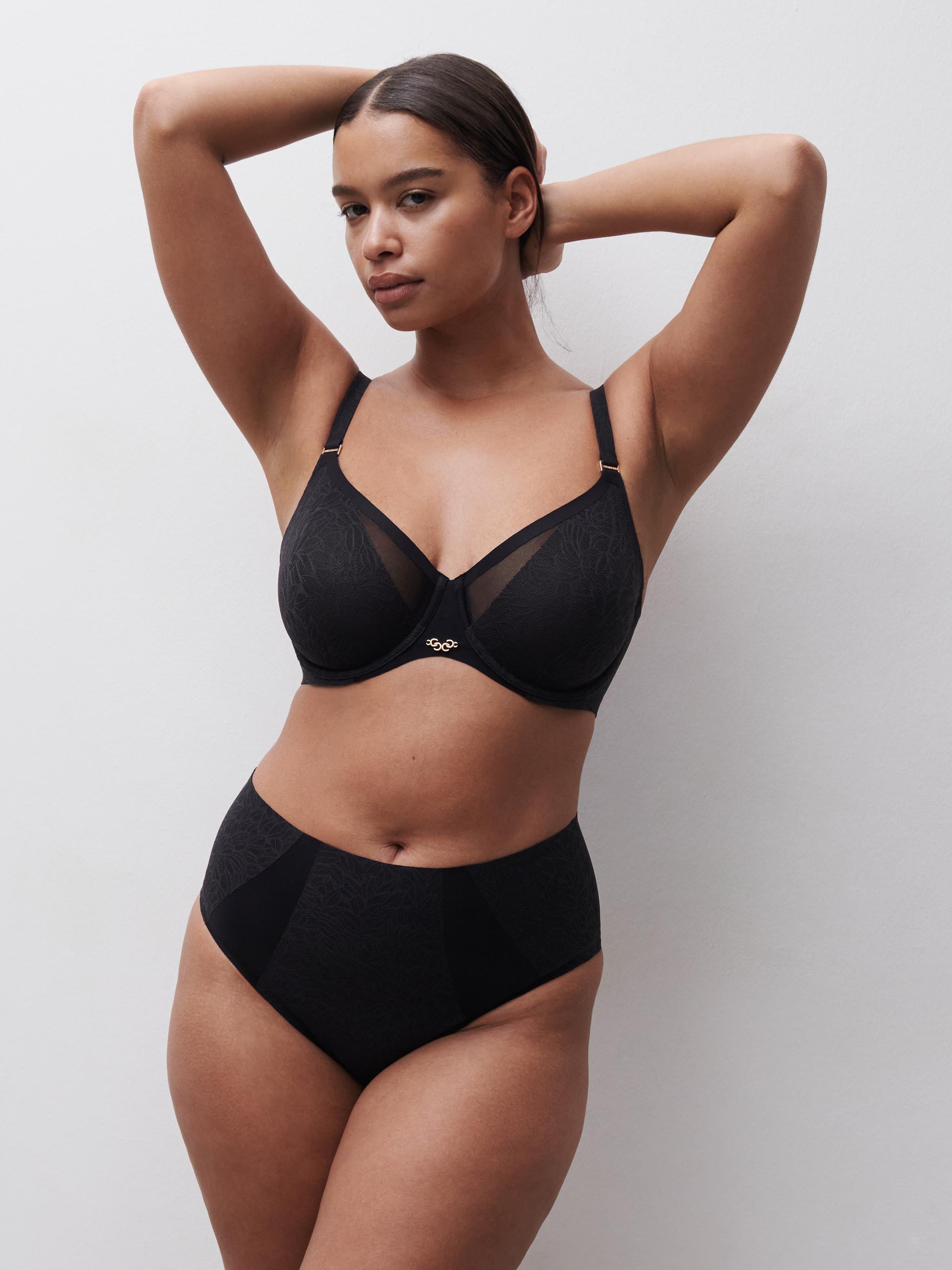 High-waisted lace support briefs CHANTELLE Black
