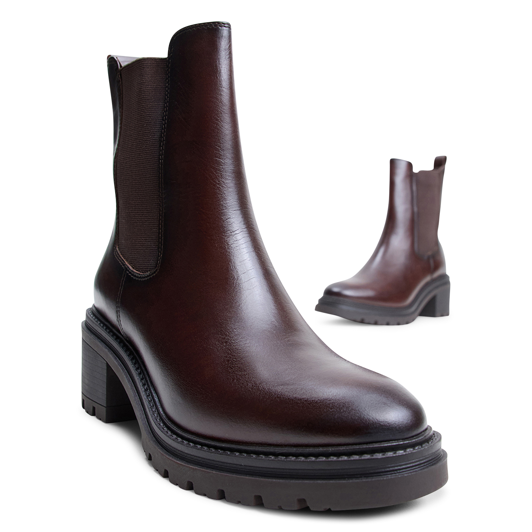 Bottines à semelles crantées en cuir  JONAK Prune