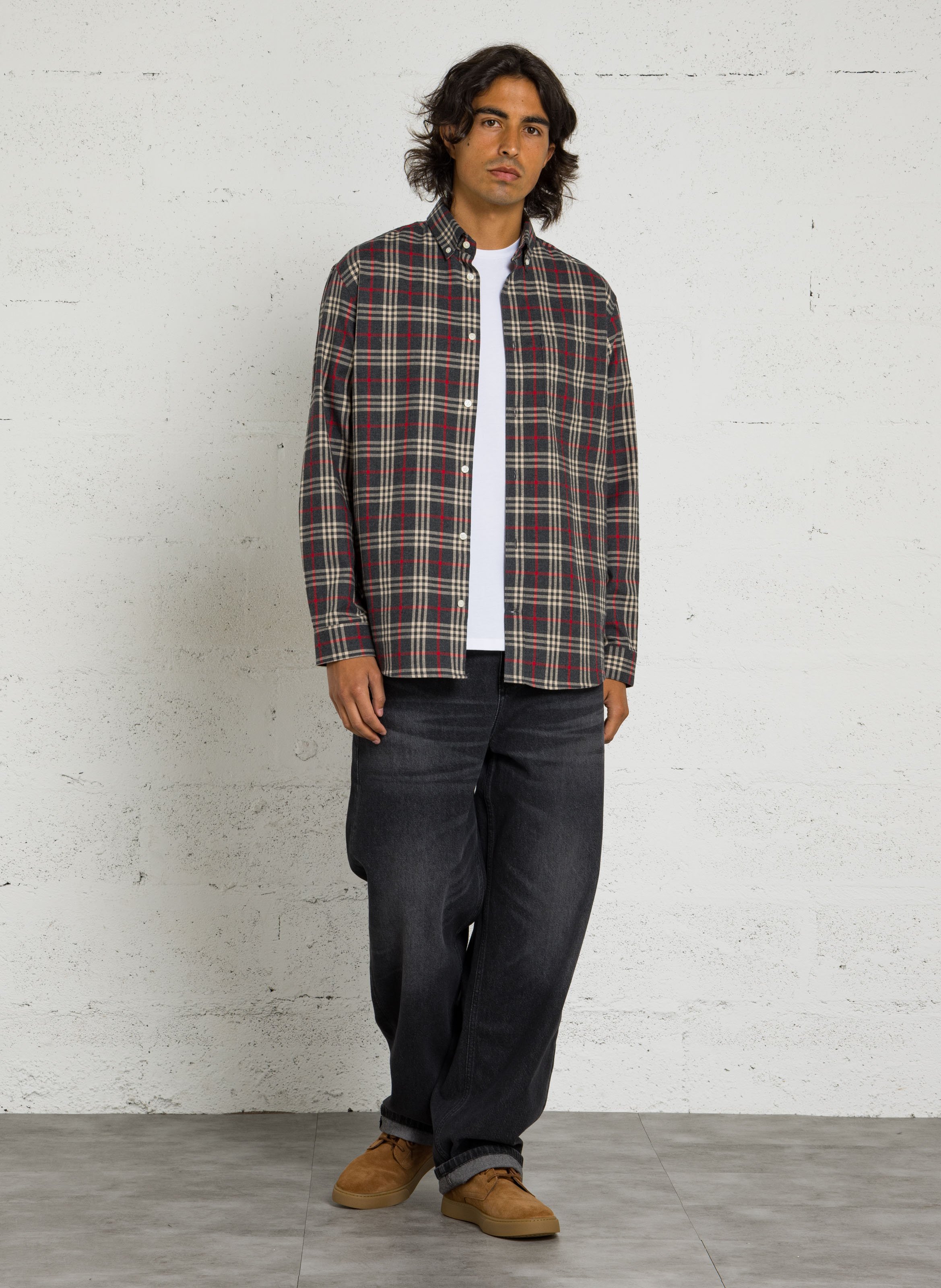 Chemise col américain en coton AU PRINTEMPS PARIS Gris