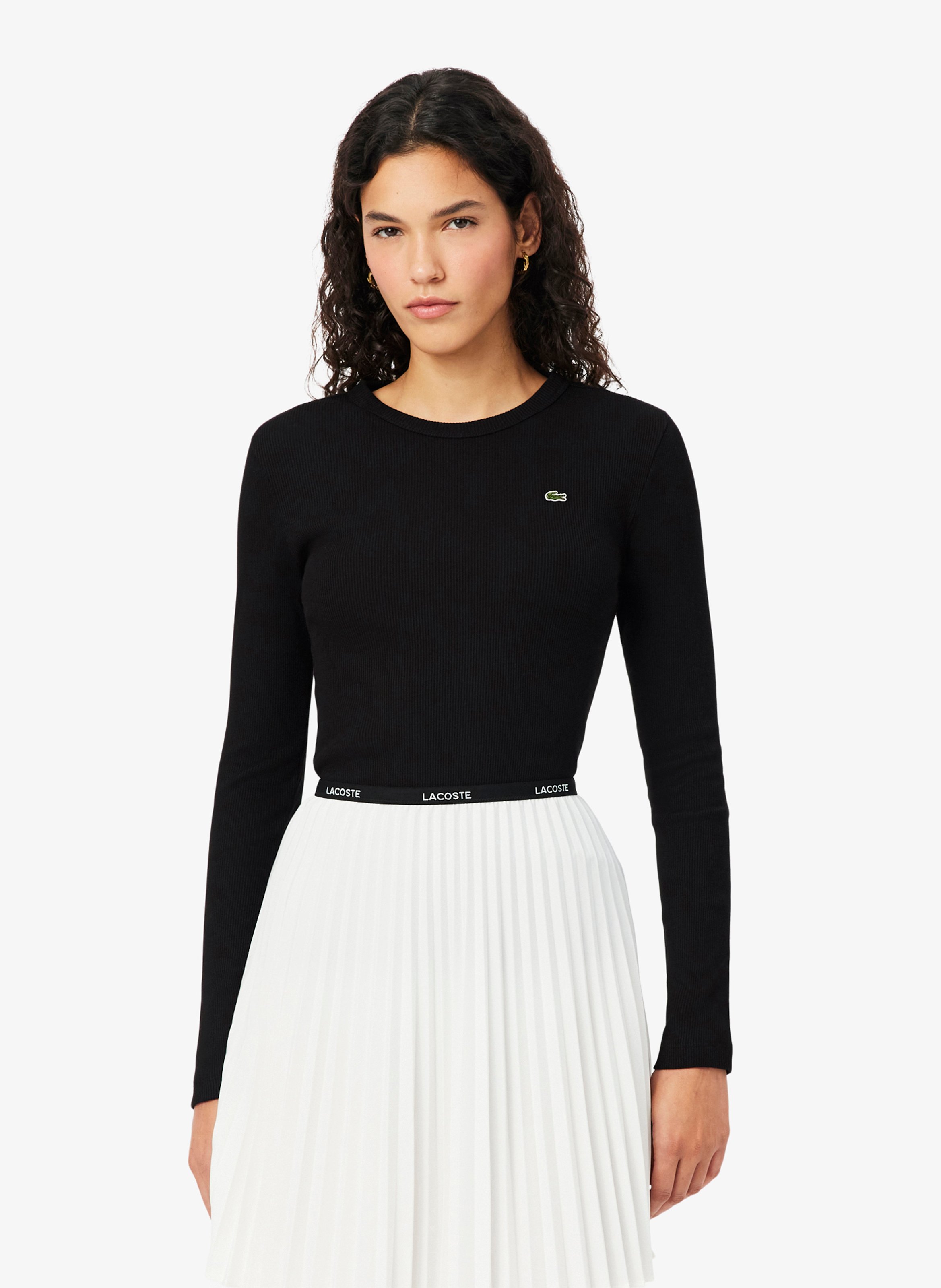 Tee-shirt col rond ajusté en coton LACOSTE