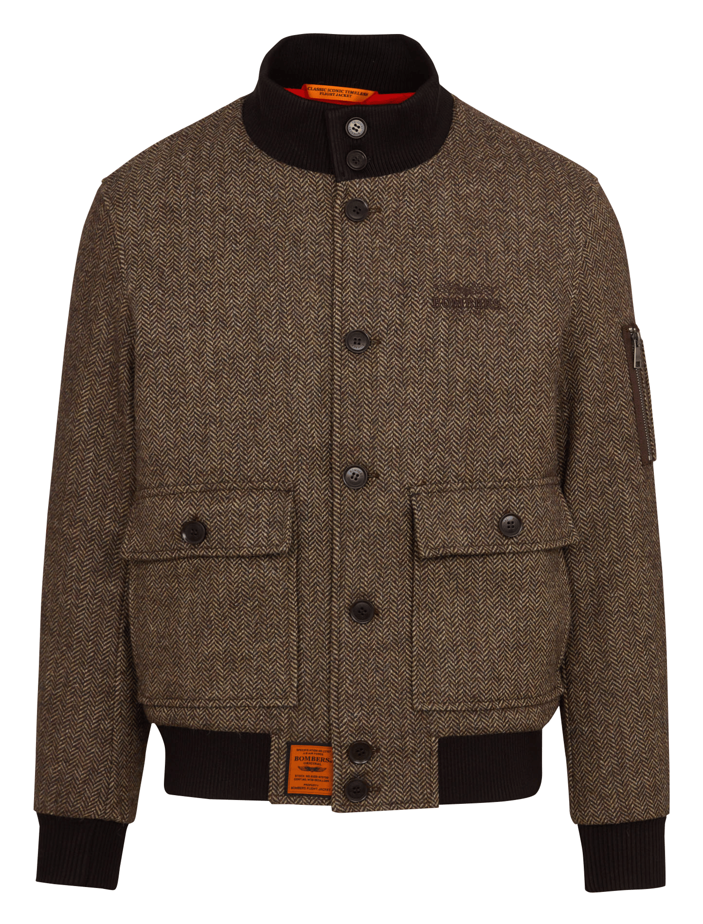 Giacca con collo alto a spina di pesce BOMBERS ORIGINAL Marrone