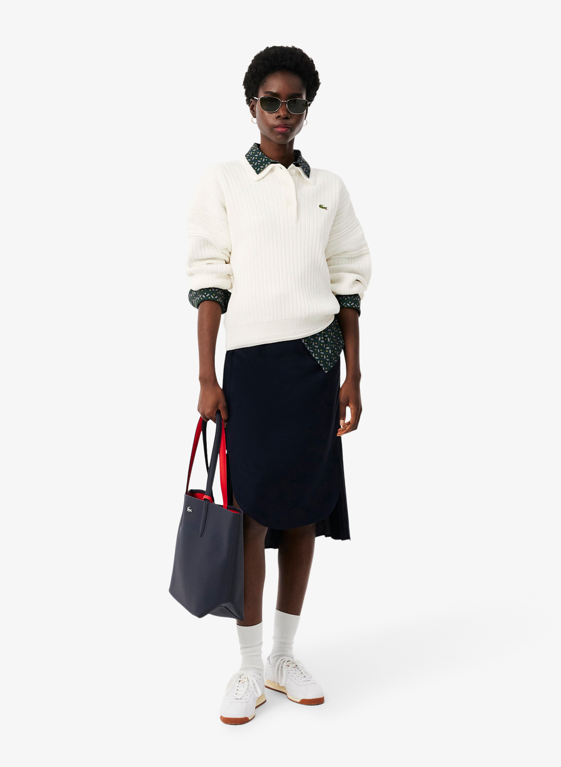Polo droit manches longues en coton LACOSTE Gris