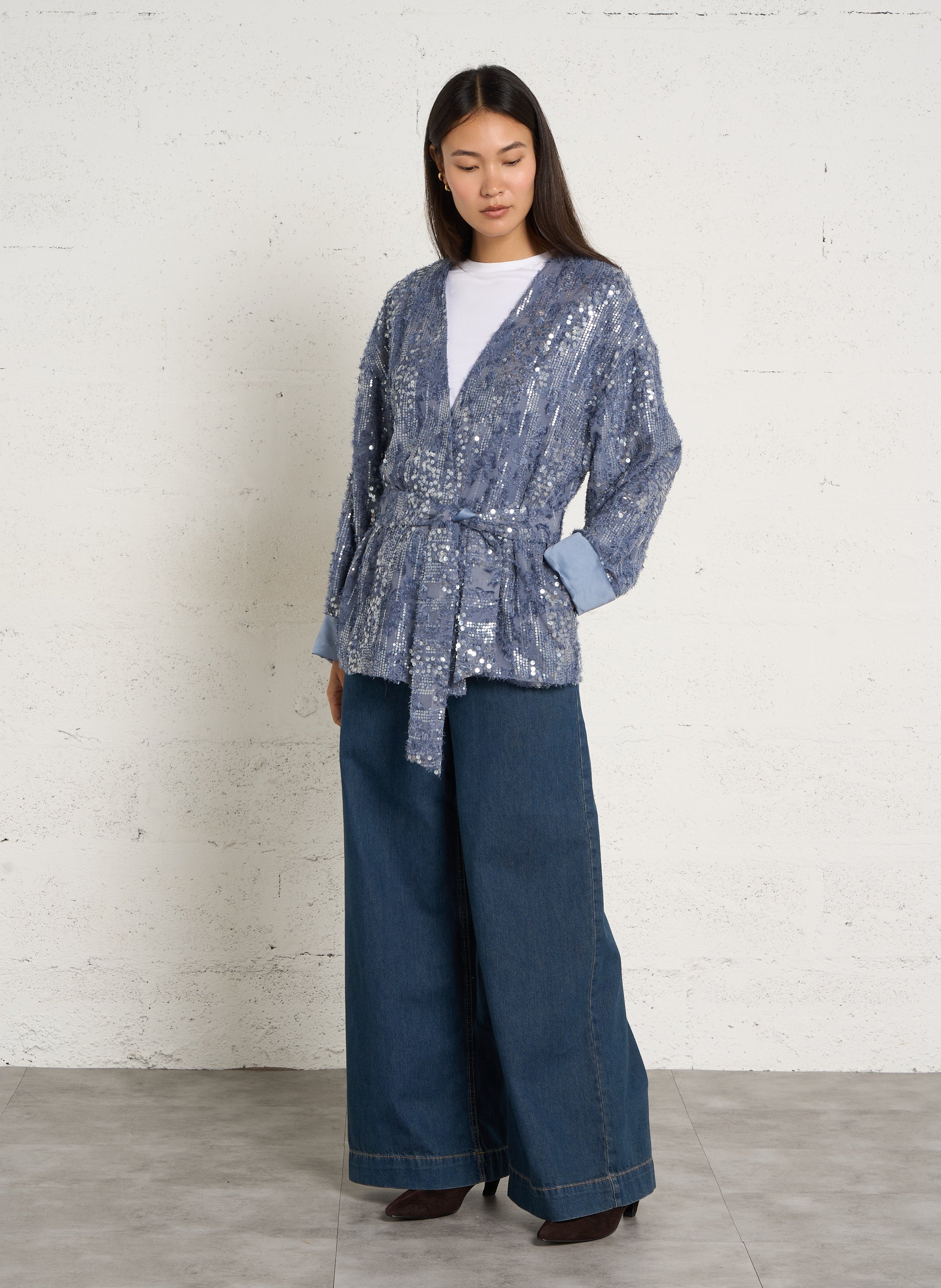 Sequined belted jacket IKKS Blue