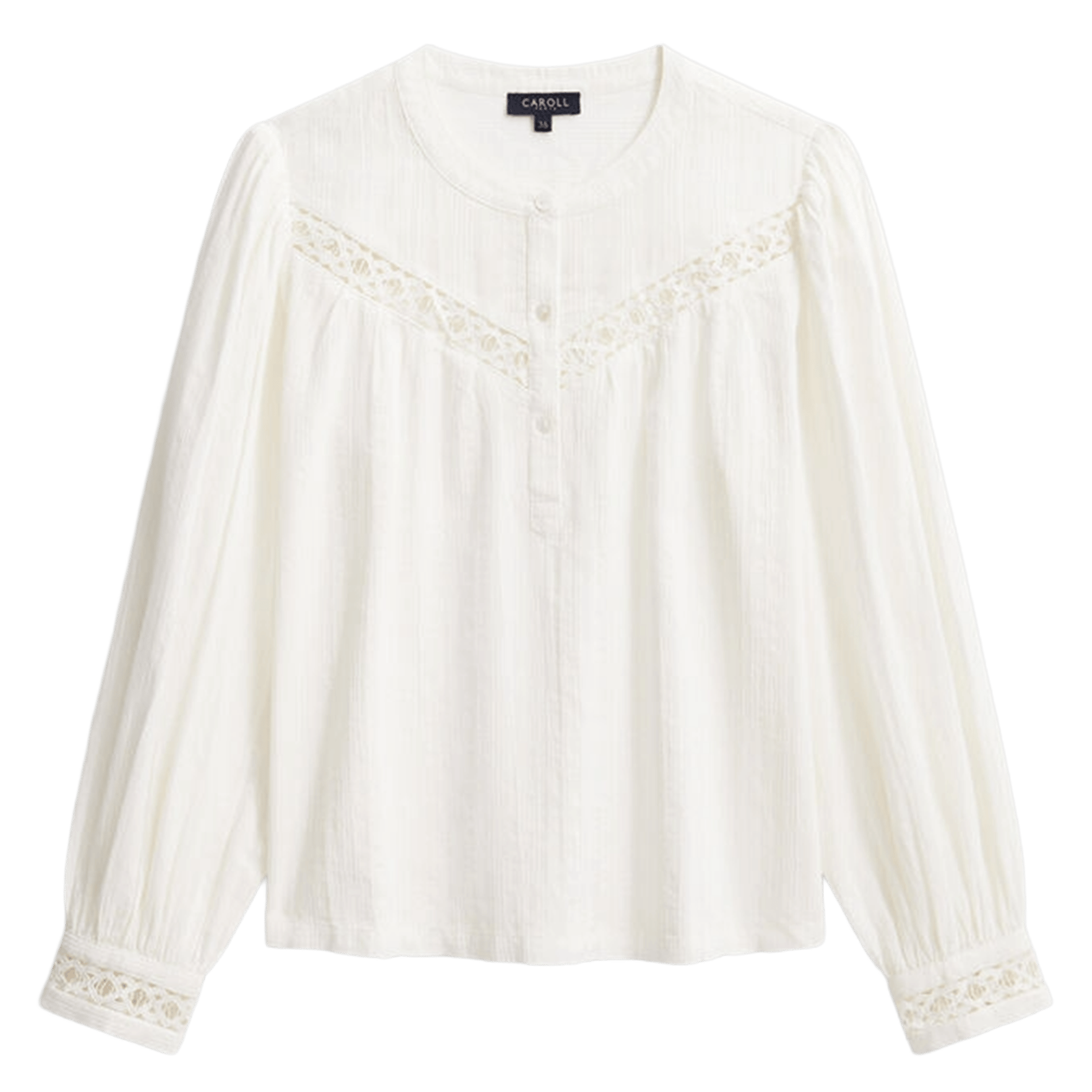 Katoenen blouse met ronde hals en knoopsluiting CAROLL Wit