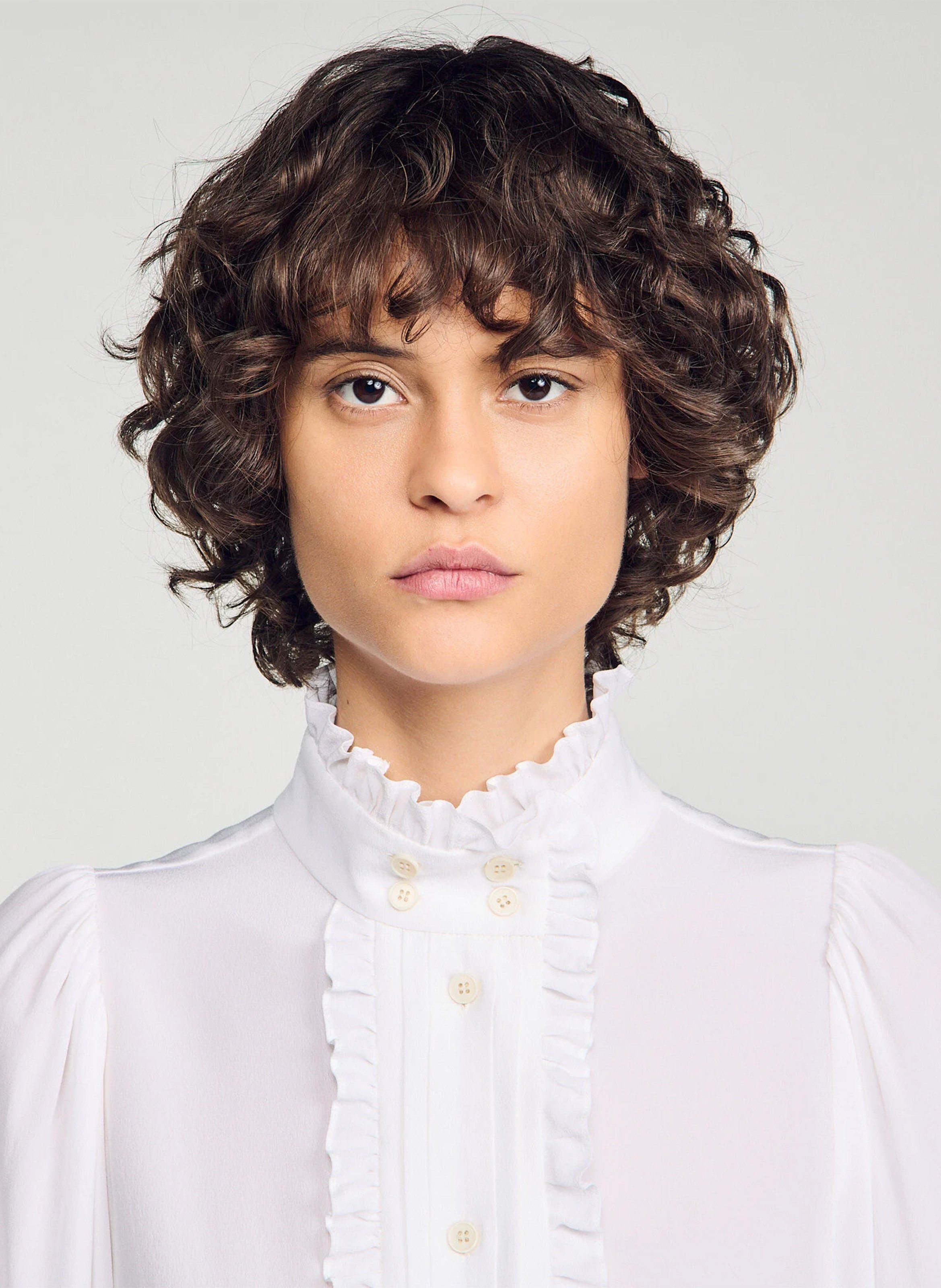 Chemise ample en soie SANDRO Blanc