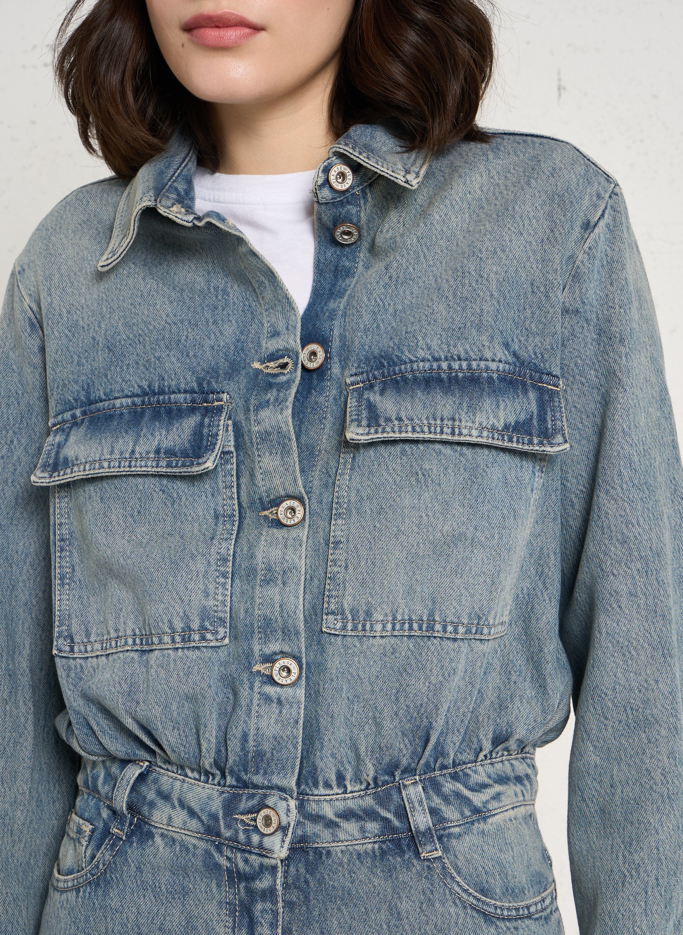 Jeans-Jumpsuit aus Baumwoll-Mix PLEASE Blau