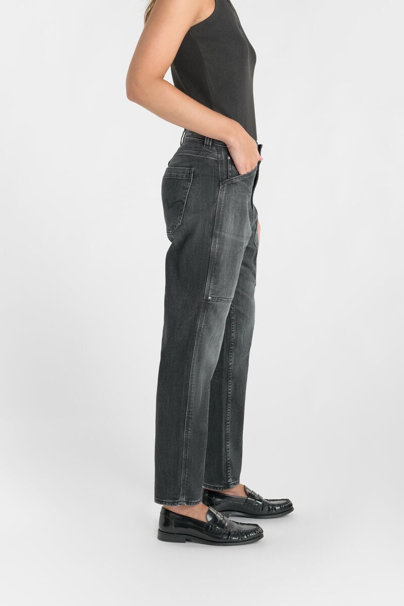 High-waisted loose-fit zip jeans LE TEMPS DES CERISES Black