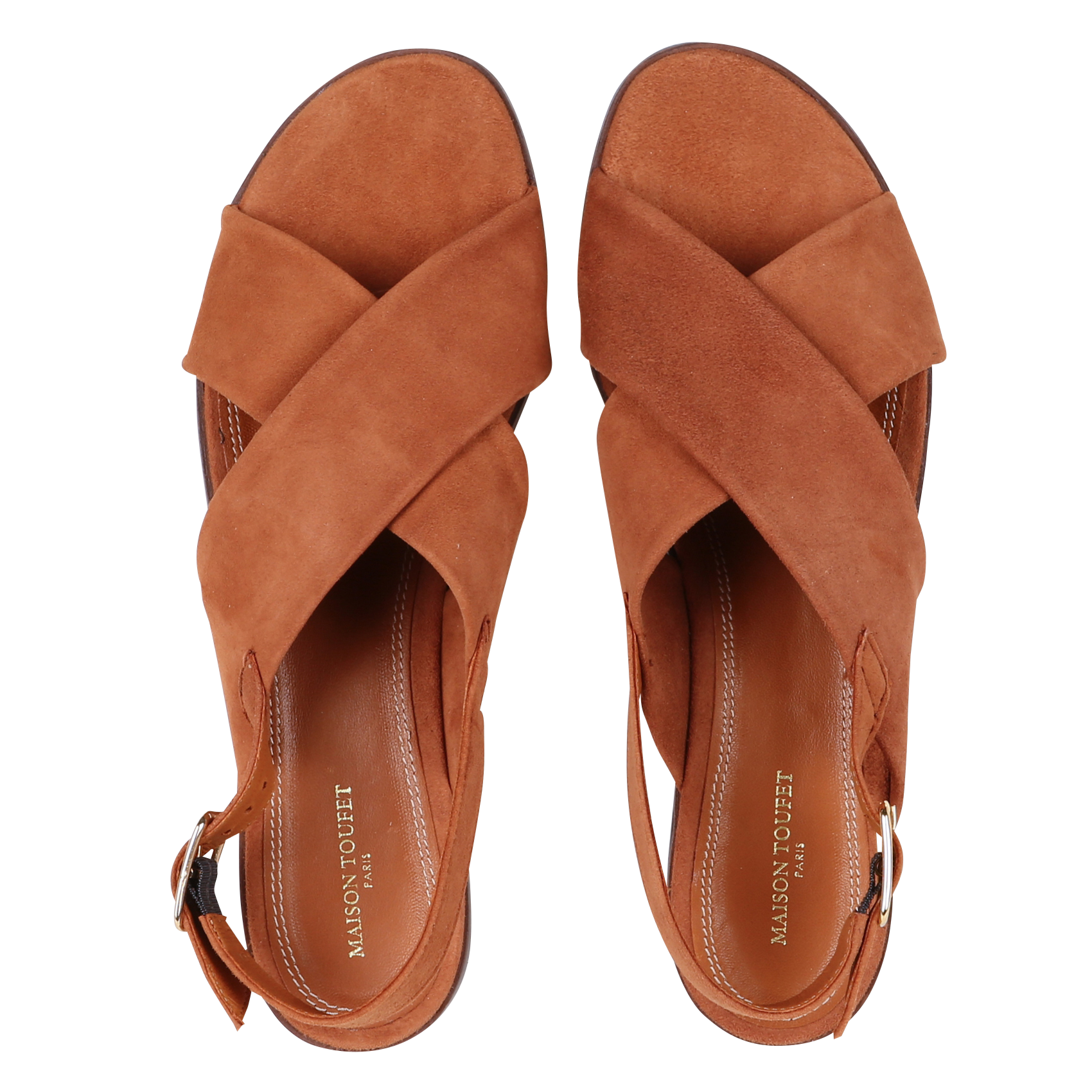 Sandales plates en cuir Marron