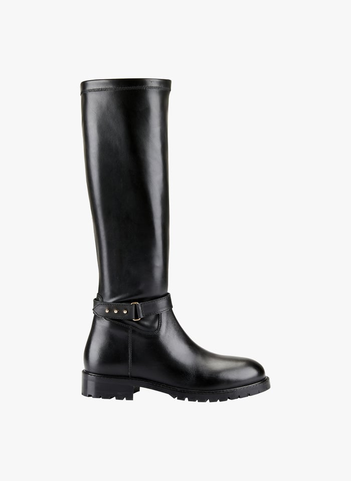 Bottes en cuir lisse Noir
